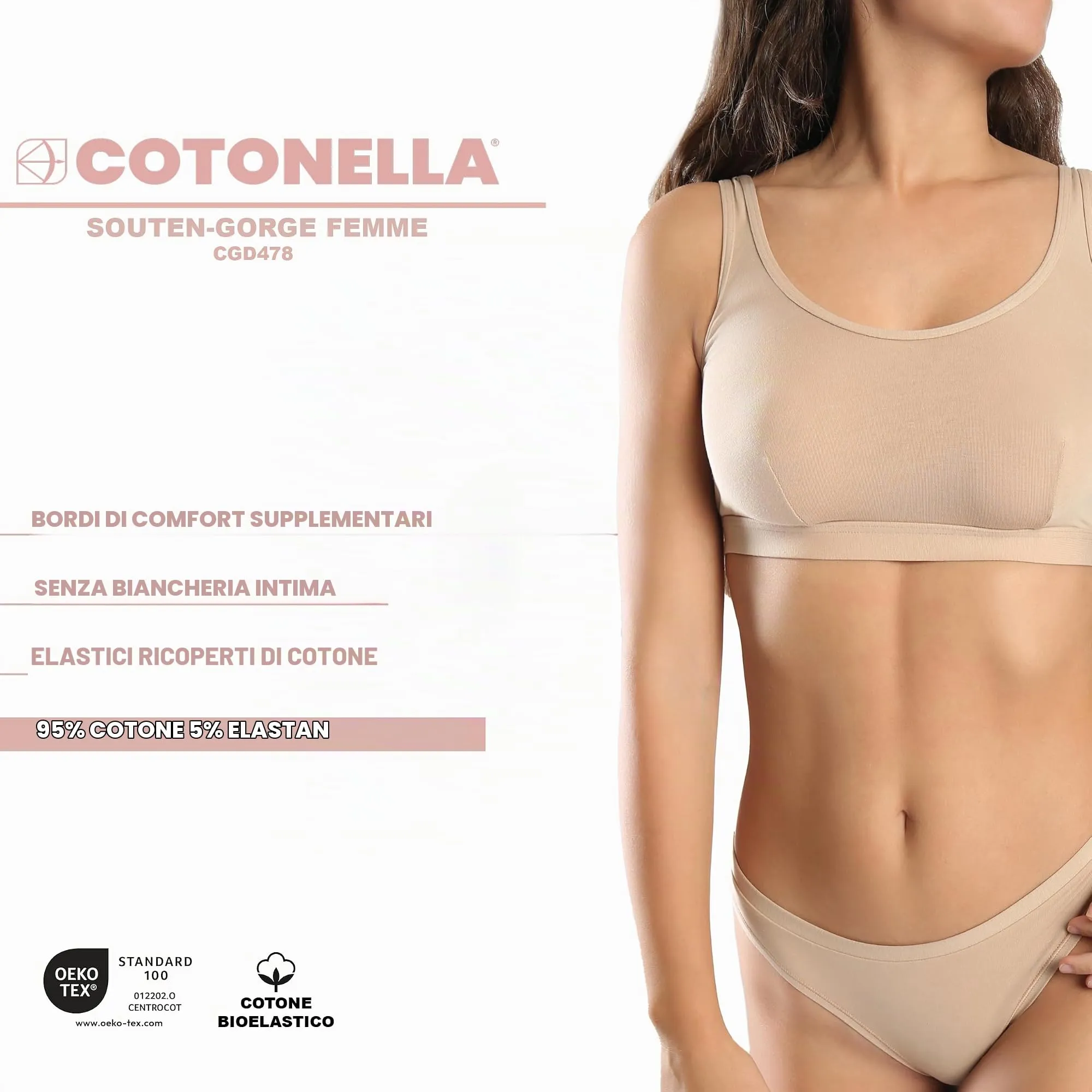 Cotonella Brassiere in Cotone Elasticizzato senza Ferretto GD487 - immagine 4