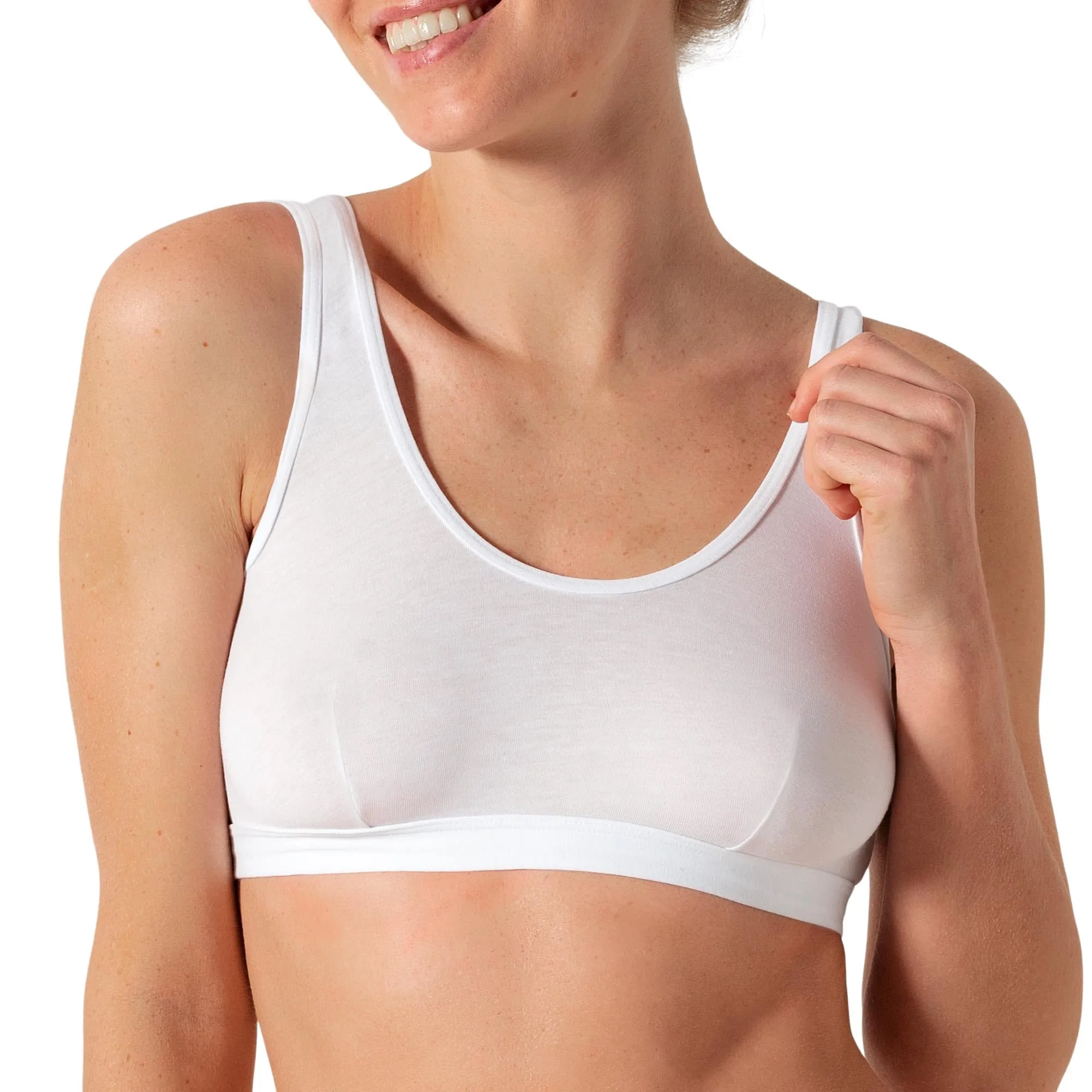 Cotonella Brassiere in Cotone Elasticizzato senza Ferretto - Bianco - S - immagine 5
