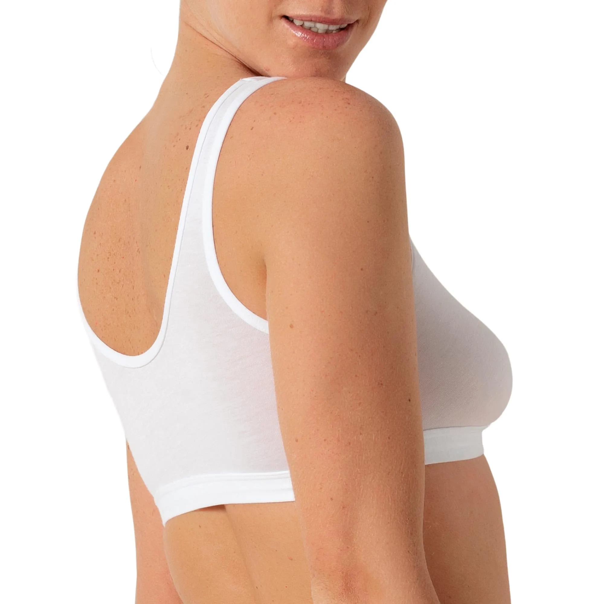 Cotonella Brassiere in Cotone Elasticizzato senza Ferretto - Bianco - S - immagine 6