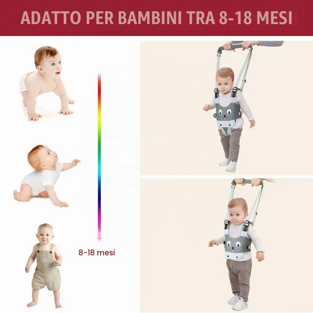 Vicloon Redini Primi Passi Bretelle di Sicurezza per Bambino, Assistente per Camminare Detachable, Cintura Protettiva Sostegno Portatile (Grigio) - immagine 7