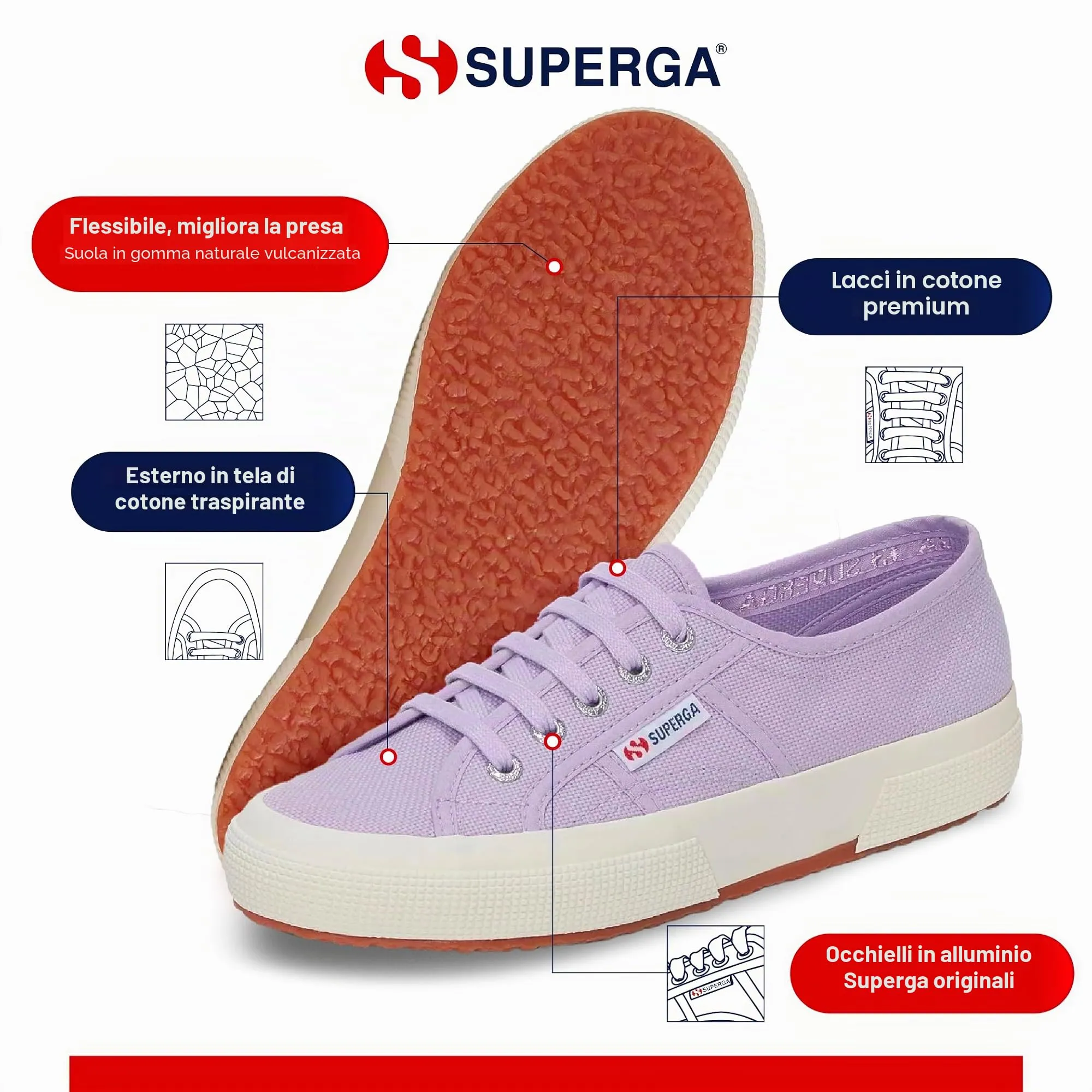 Superga 2750-cotu Classic Scarpe da ginnastica basse Donna, Violet Lilla F Avori, 38 EU - immagine 5
