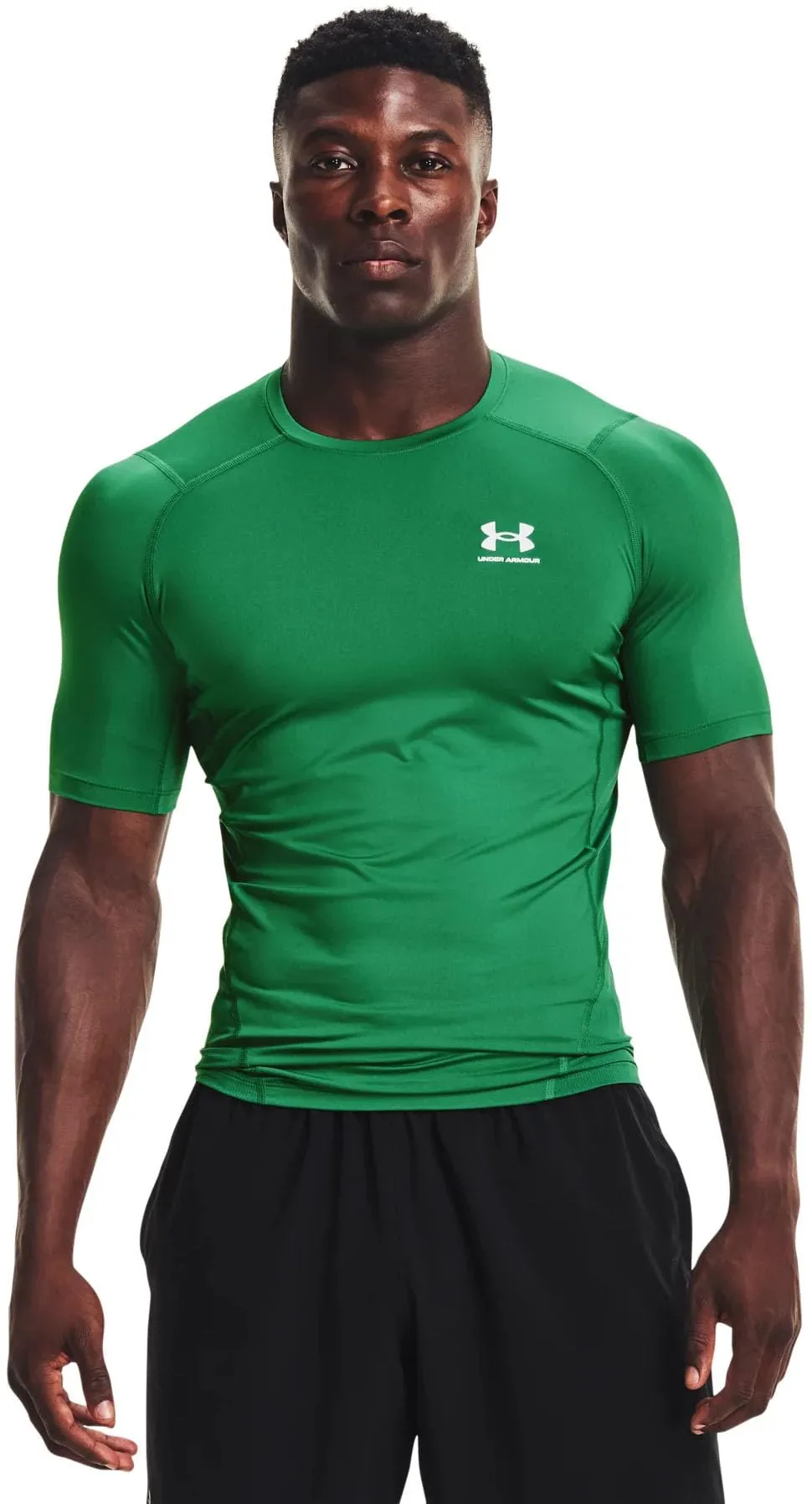 Under Armour UA HG Armour Comp SS Men's Compression Short Sleeve T-Shirt, Black/White, L Tall - immagine 1