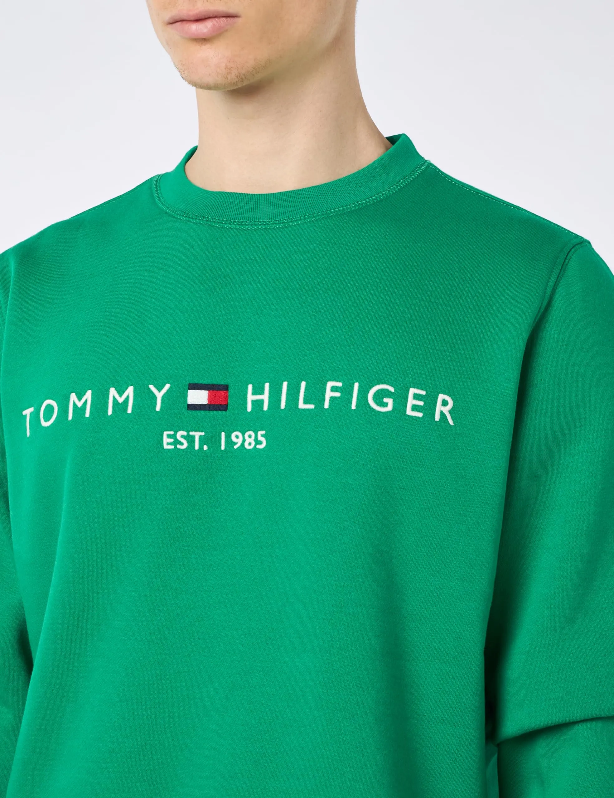 Tommy Hilfiger Felpa Uomo Tommy Logo senza Cappuccio, Verde (Olympic Green), S - immagine 4
