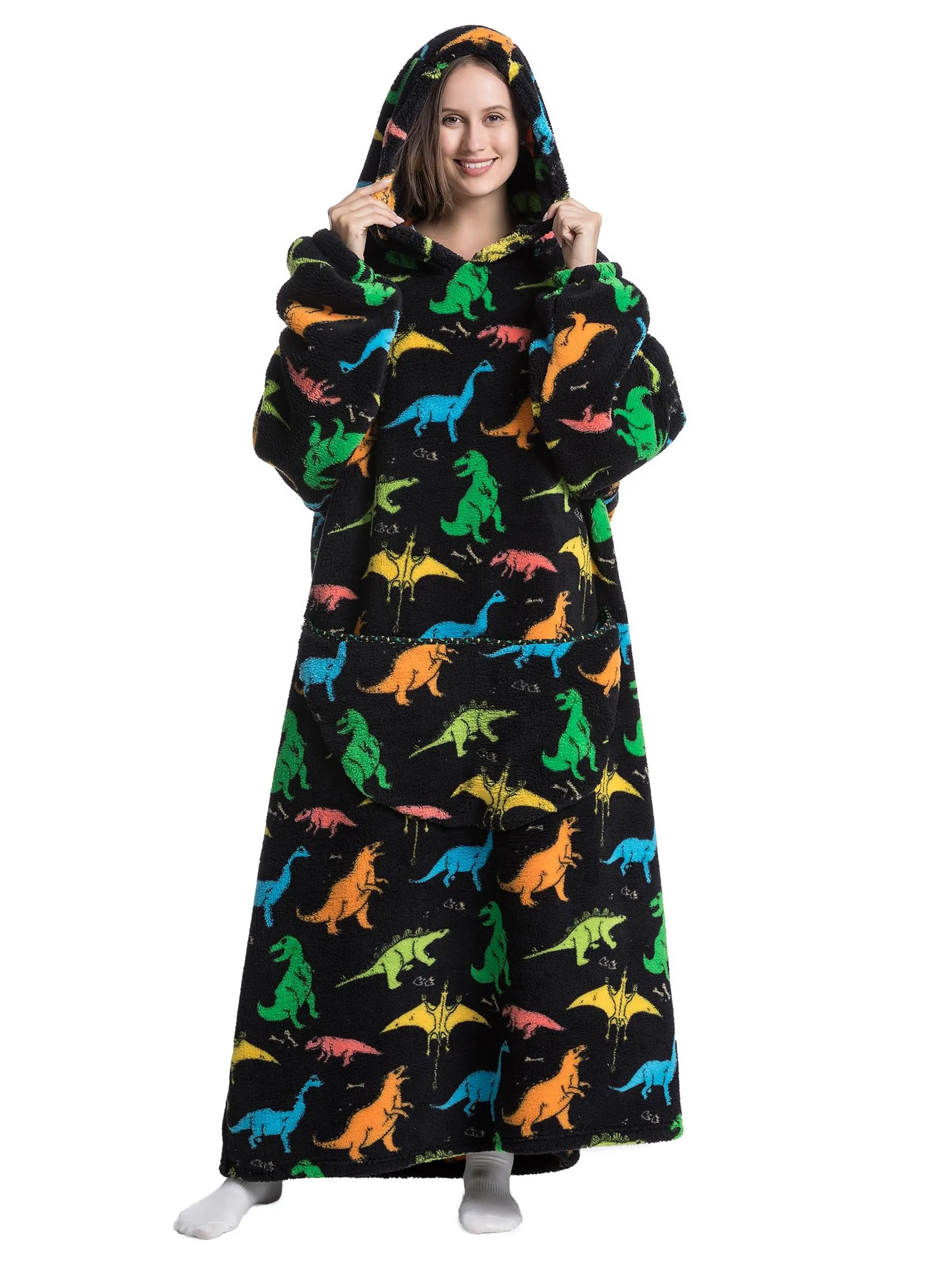 JOREAY Felpa con Cappuccio Coperta Oversize, Dinosauro A - immagine 1