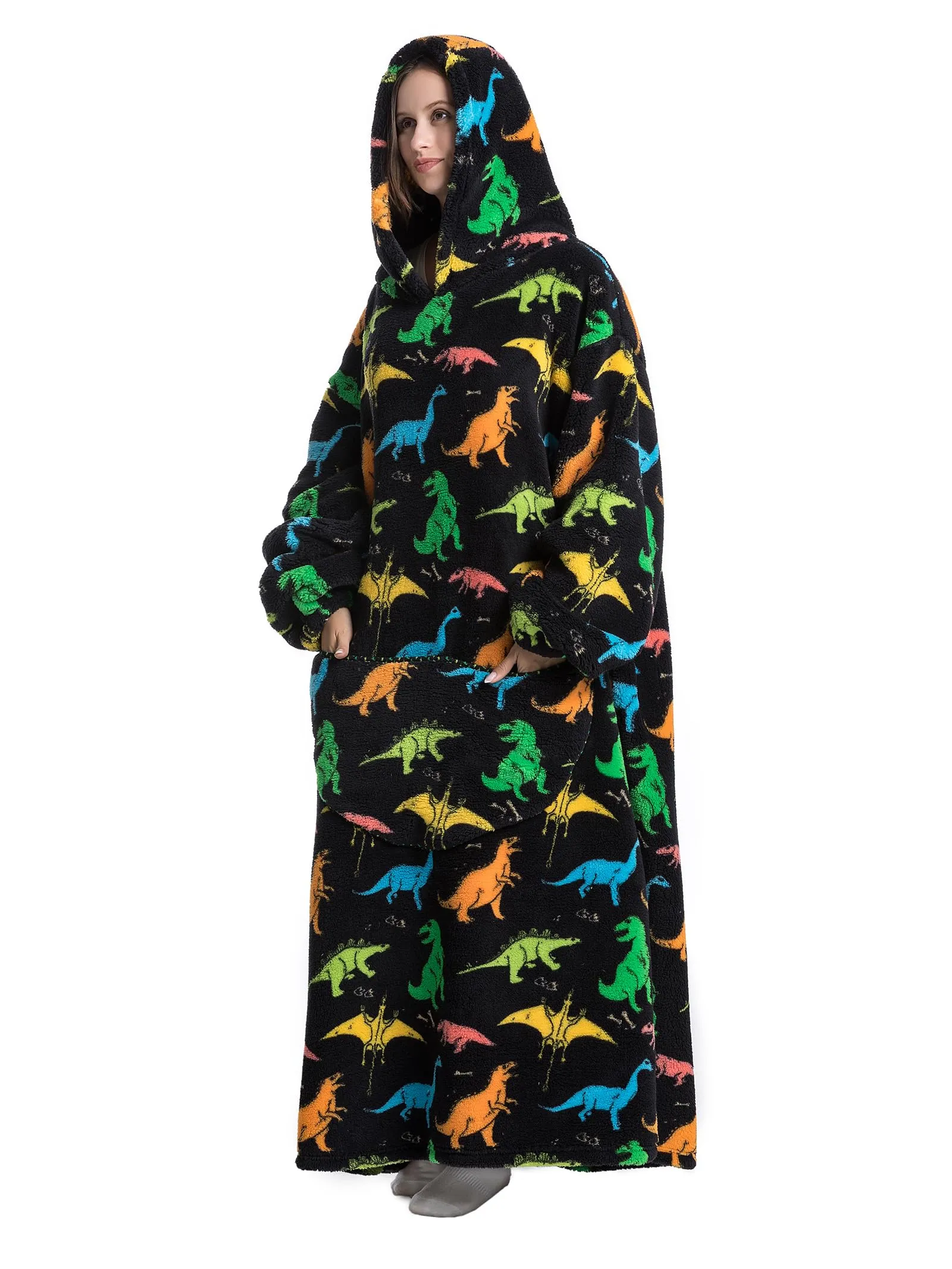 JOREAY Felpa con Cappuccio Coperta Oversize, Dinosauro A - immagine 2