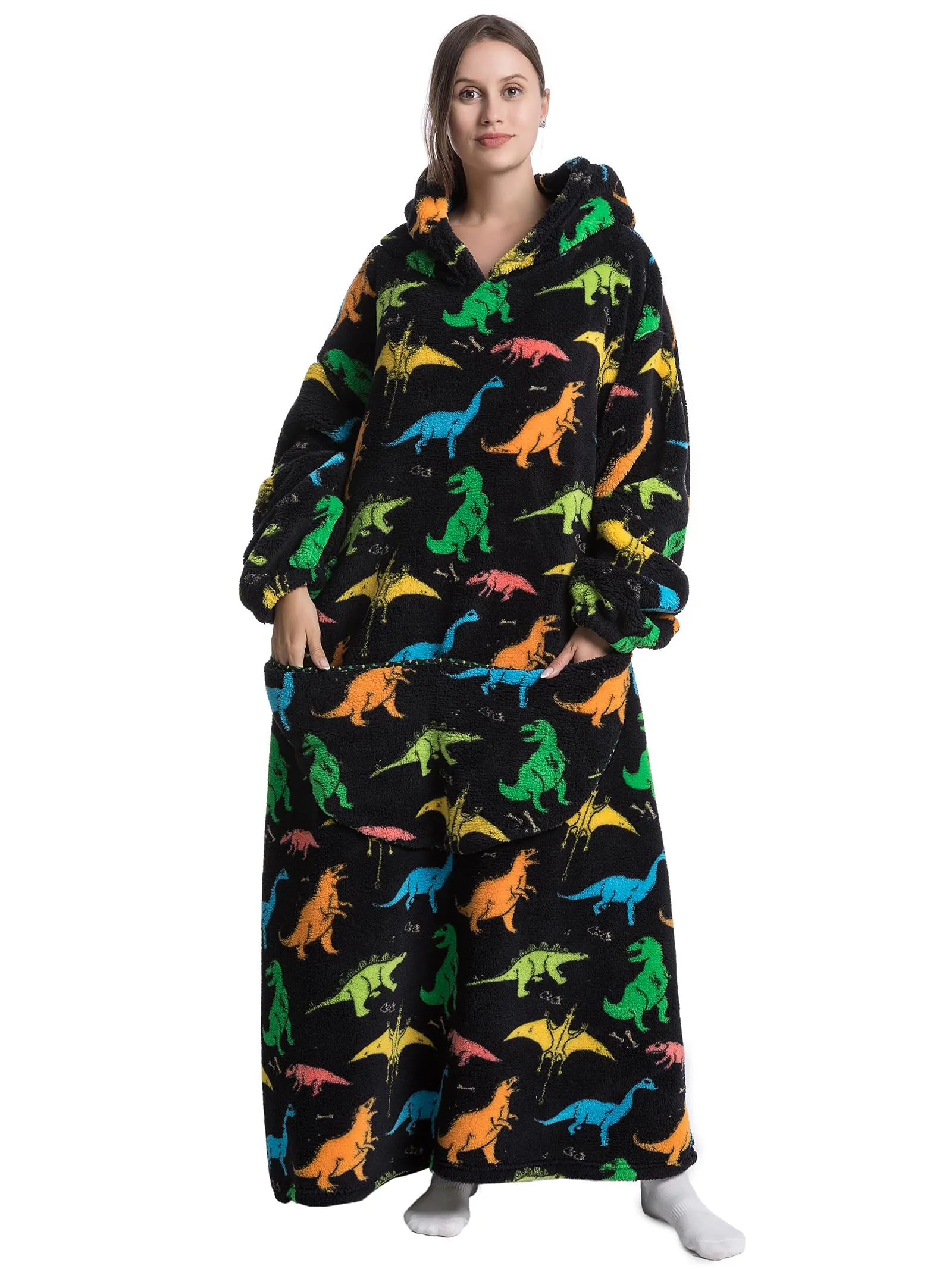 JOREAY Felpa con Cappuccio Coperta Oversize, Dinosauro A - immagine 4
