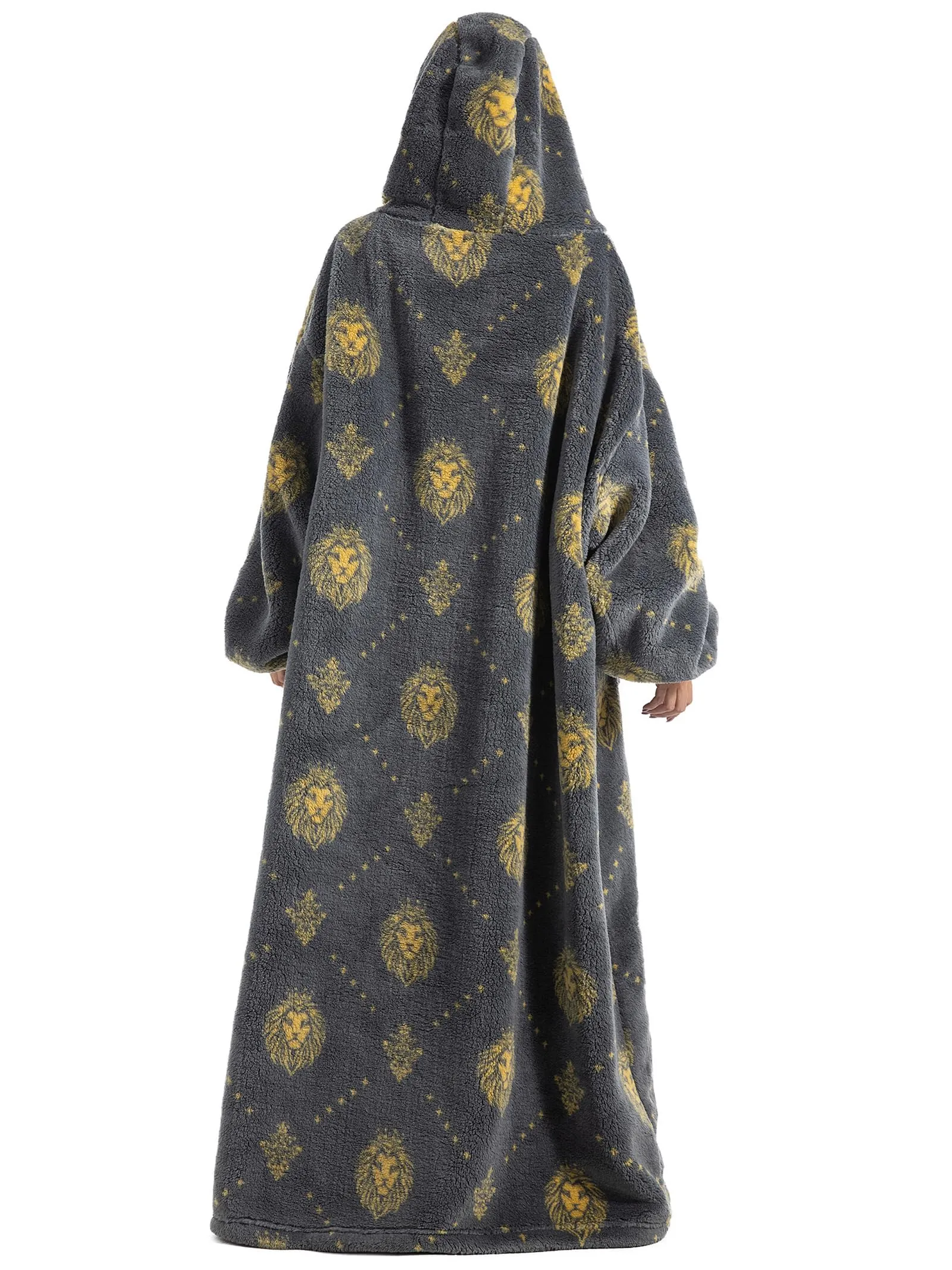 JOREAY Felpa con Cappuccio Coperta Oversize, Leone Grigio - immagine 3