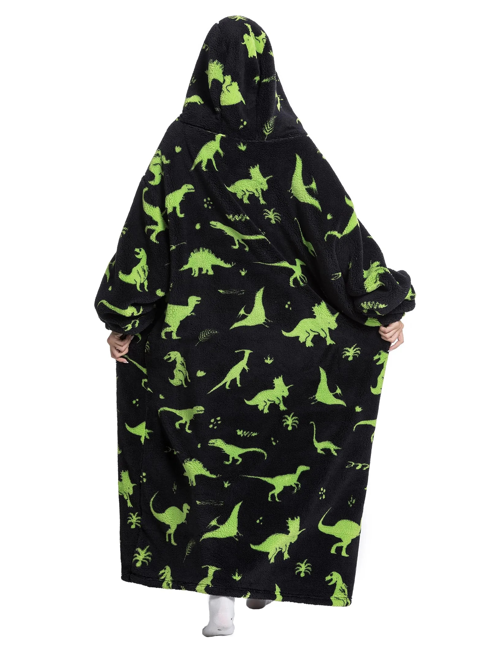 JOREAY Felpa con Cappuccio Coperta Oversize Indossabile, Dinosauro B - immagine 4