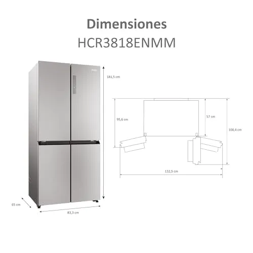 Haier HCR3818ENMM Cube 83 Serie 3 Frigorifero Congelatore 4 Porte Acciaio Inox Total No Frost Inverter Compressore XL-Slim-Line Air Surround - immagine 3