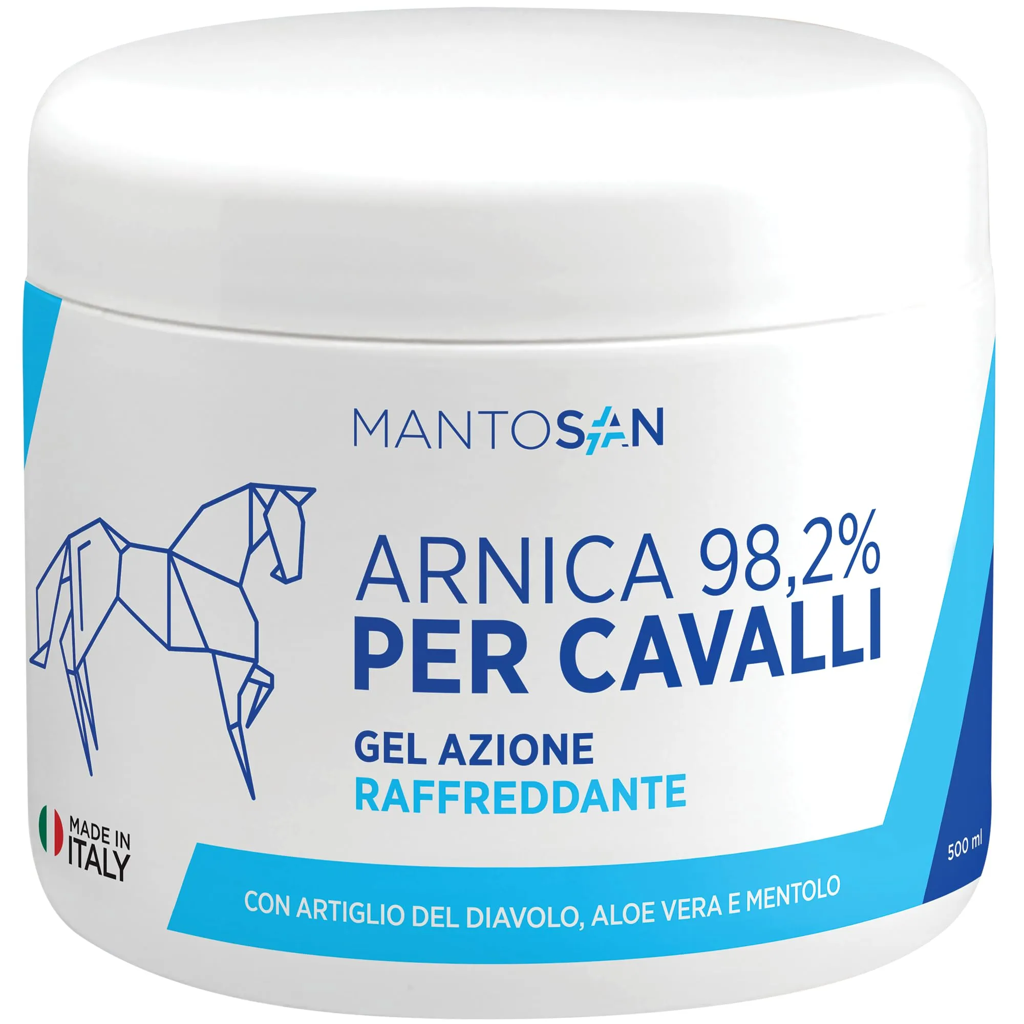 Mantosan Arnica per Cavalli Gel Raffreddante 98.2% con Artiglio del Diavolo, Aloe Vera e Mentolo, 500ml - immagine 1