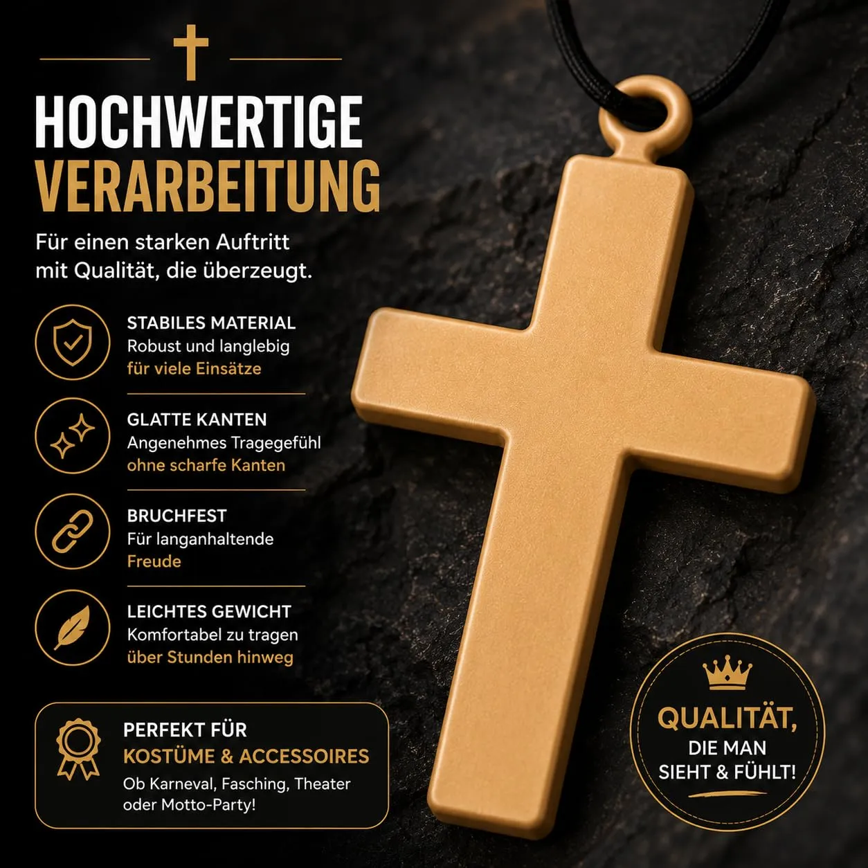 TK Gruppe Timo Klingler Collana con croce XXL per costume da suora, prete, monaco o sacerdote - immagine 5