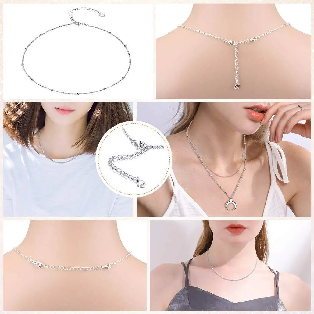LANCHARMED Estensori in Argento Sterling 925 per Collane e Bracciali, Set da 3 Pezzi Regolabili - immagine 2