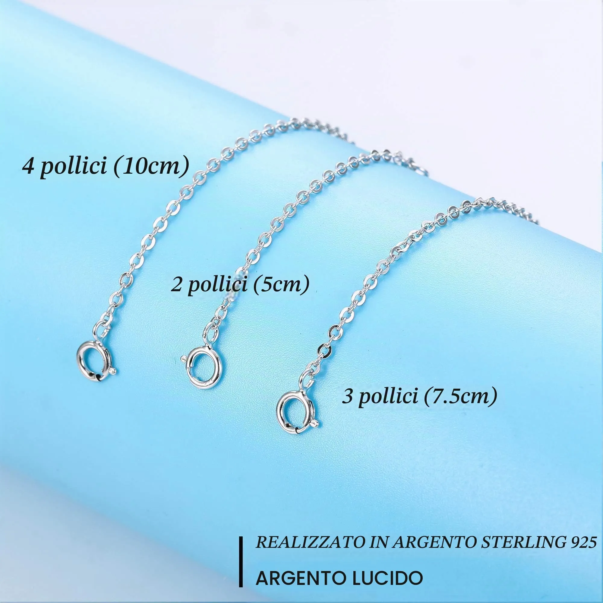 LANCHARMED Estensori in Argento Sterling 925 per Collane e Bracciali, Set da 3 Pezzi Regolabili - immagine 4