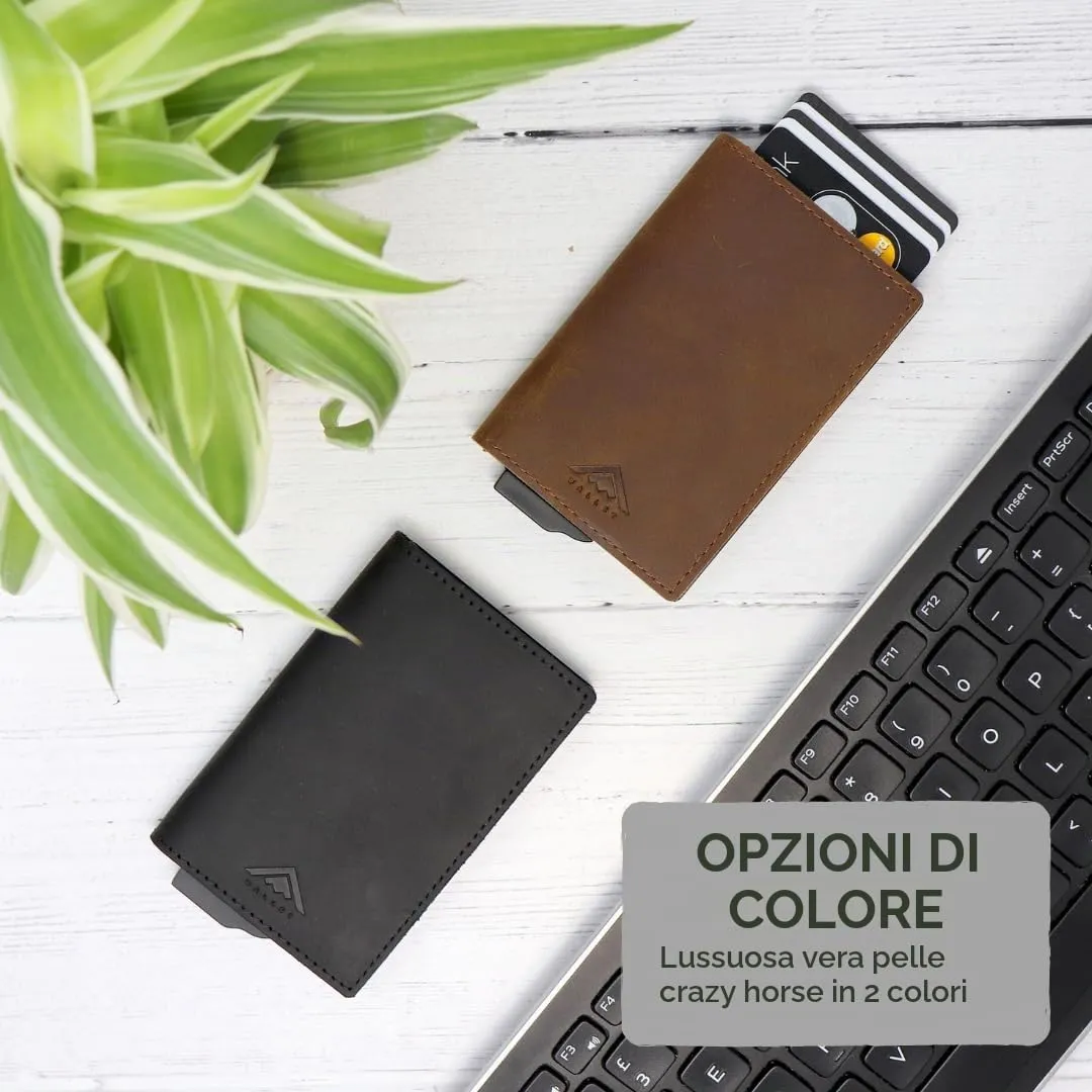 Stealth Wallet Portafoglio in Vera Pelle Marrone Uomo RFID Pop-Up SW-003 - immagine 2