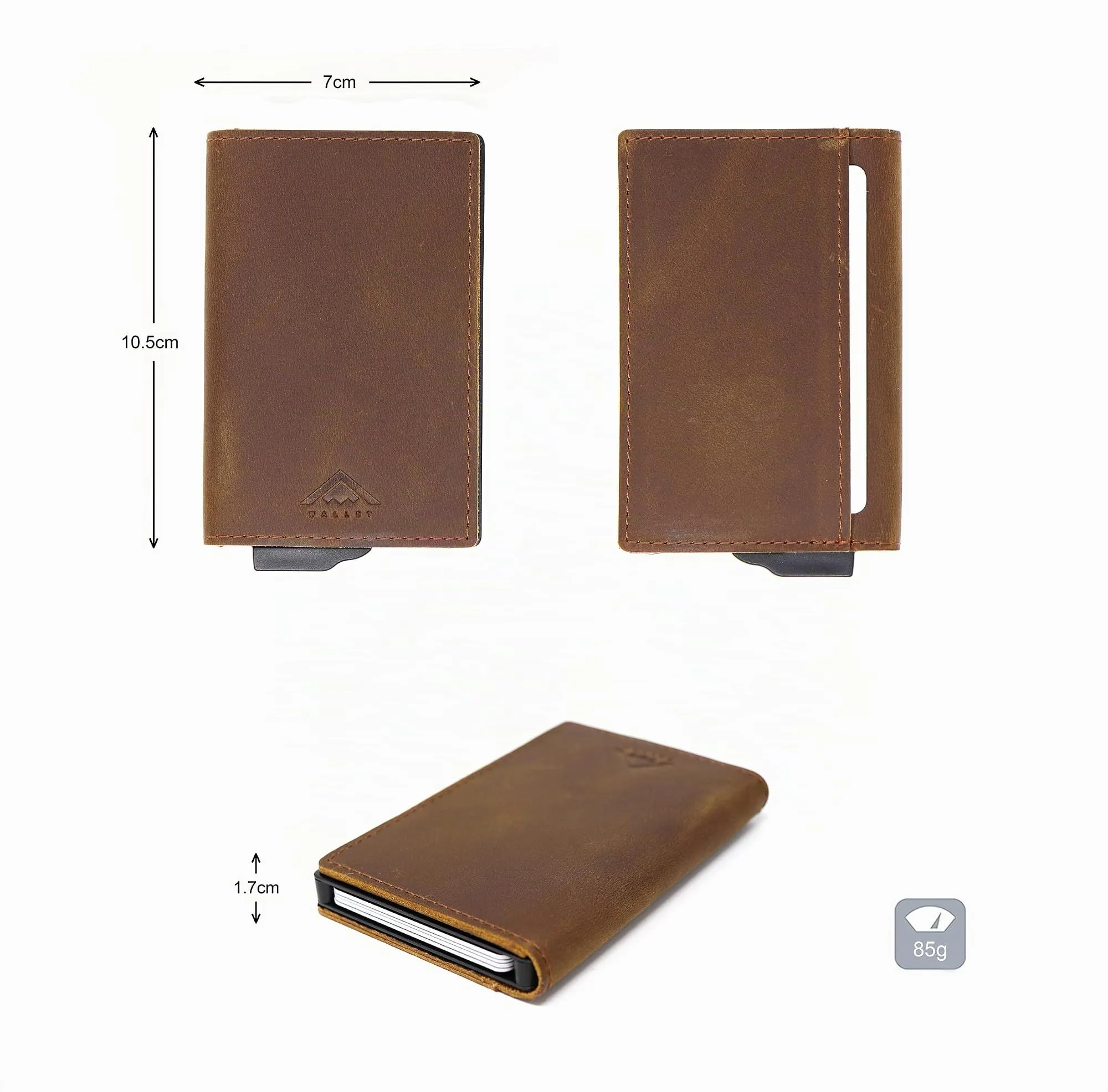 Stealth Wallet Portafoglio in Vera Pelle Marrone Uomo RFID Pop-Up SW-003 - immagine 8