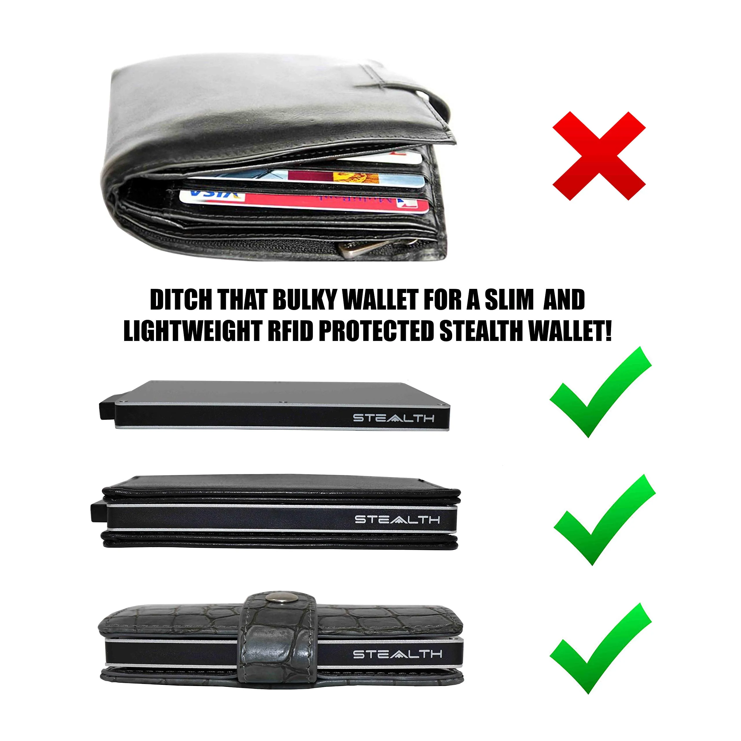 Stealth Wallet Portafoglio in Vera Pelle Marrone Uomo RFID Pop-Up SW-003 - immagine 9