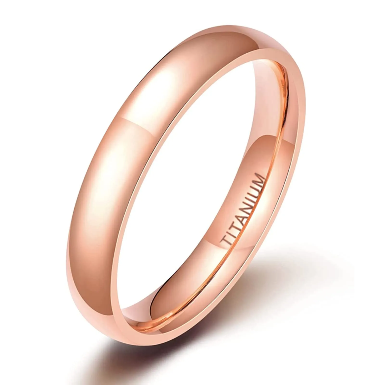 Zakk Anello in Titanio Lucido per Donna e Uomo, Fascia Impilabile 4mm, Oro Rosa, Misura 54 (17.2) - immagine 1