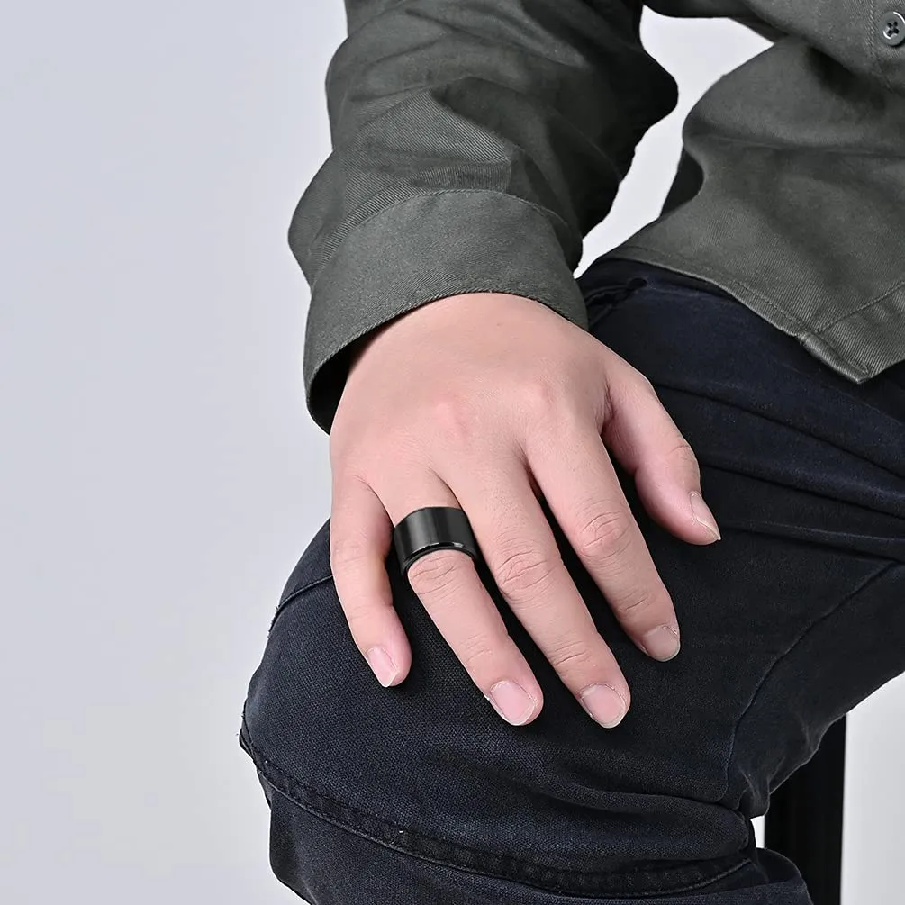HIJONES Anello da Uomo in Acciaio Inossidabile Nero Spazzolato, 15 mm, Misura 22 - immagine 4