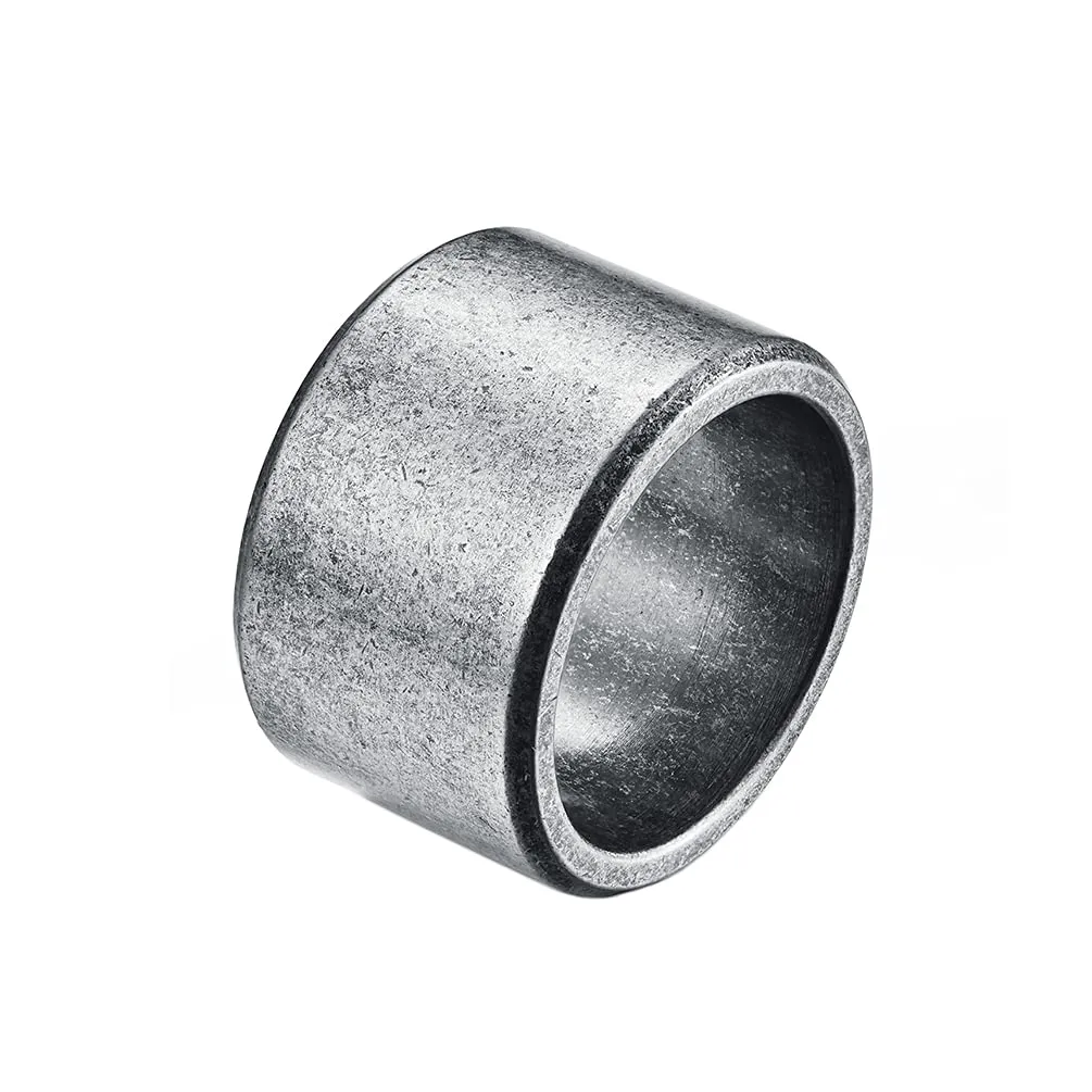 HIJONES Anello da Uomo in Acciaio Inossidabile, Fede Nuziale Spazzolata Opaca Argento, 15 mm, Misura 29 - immagine 1