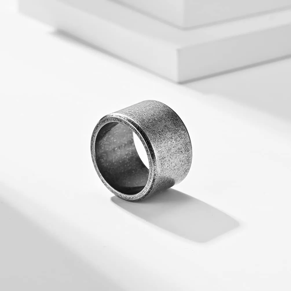 HIJONES Anello da Uomo in Acciaio Inossidabile, Fede Nuziale Spazzolata Opaca, Argento, 15 mm, Misura 25 - immagine 3