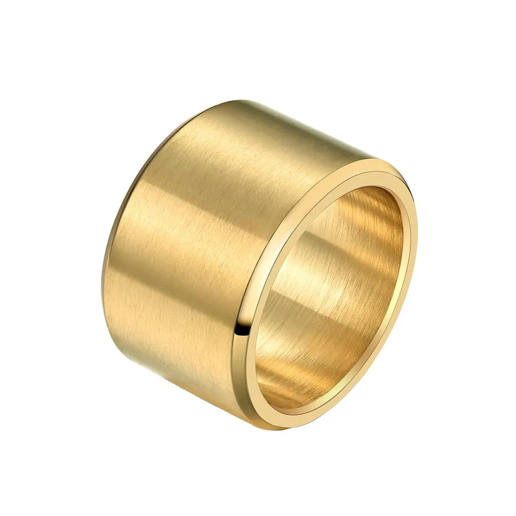 HIJONES Anello da Uomo in Acciaio Inossidabile Fede Nuziale Spazzolata Opaca Oro, 15 mm, Misura 25 - immagine 1