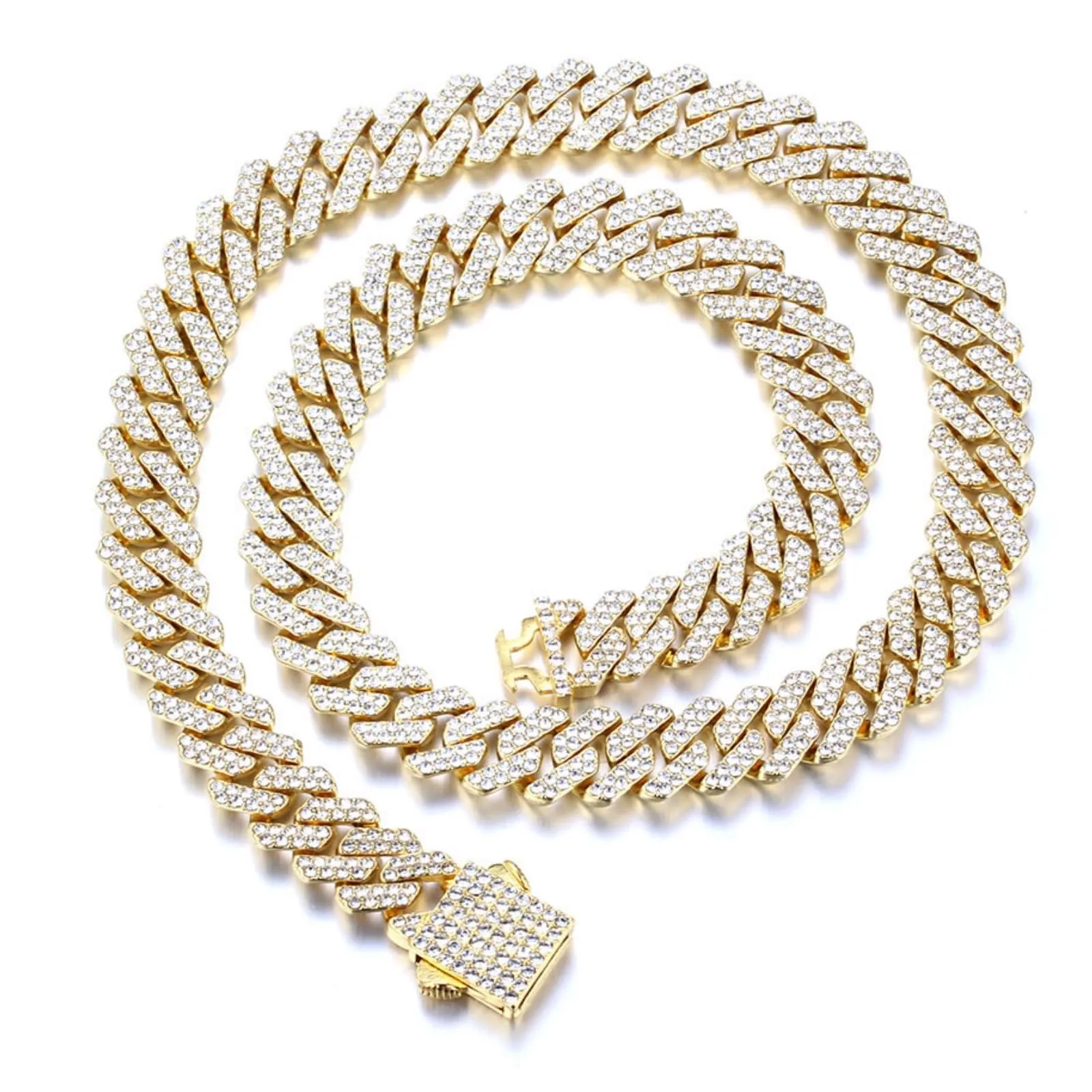 HALUKAKAH Collana a Maglie Cubane in Oro 18 Carati con Diamanti di Laboratorio, 12 mm x 50 cm - immagine 1