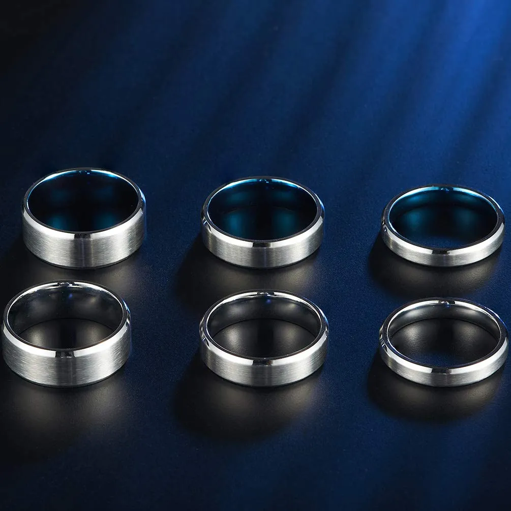HIJONES Anello da Uomo in Acciaio Inossidabile Spazzolato Opaco, Fede Nuziale Classica 4mm, Argento Taglia 19 - immagine 3