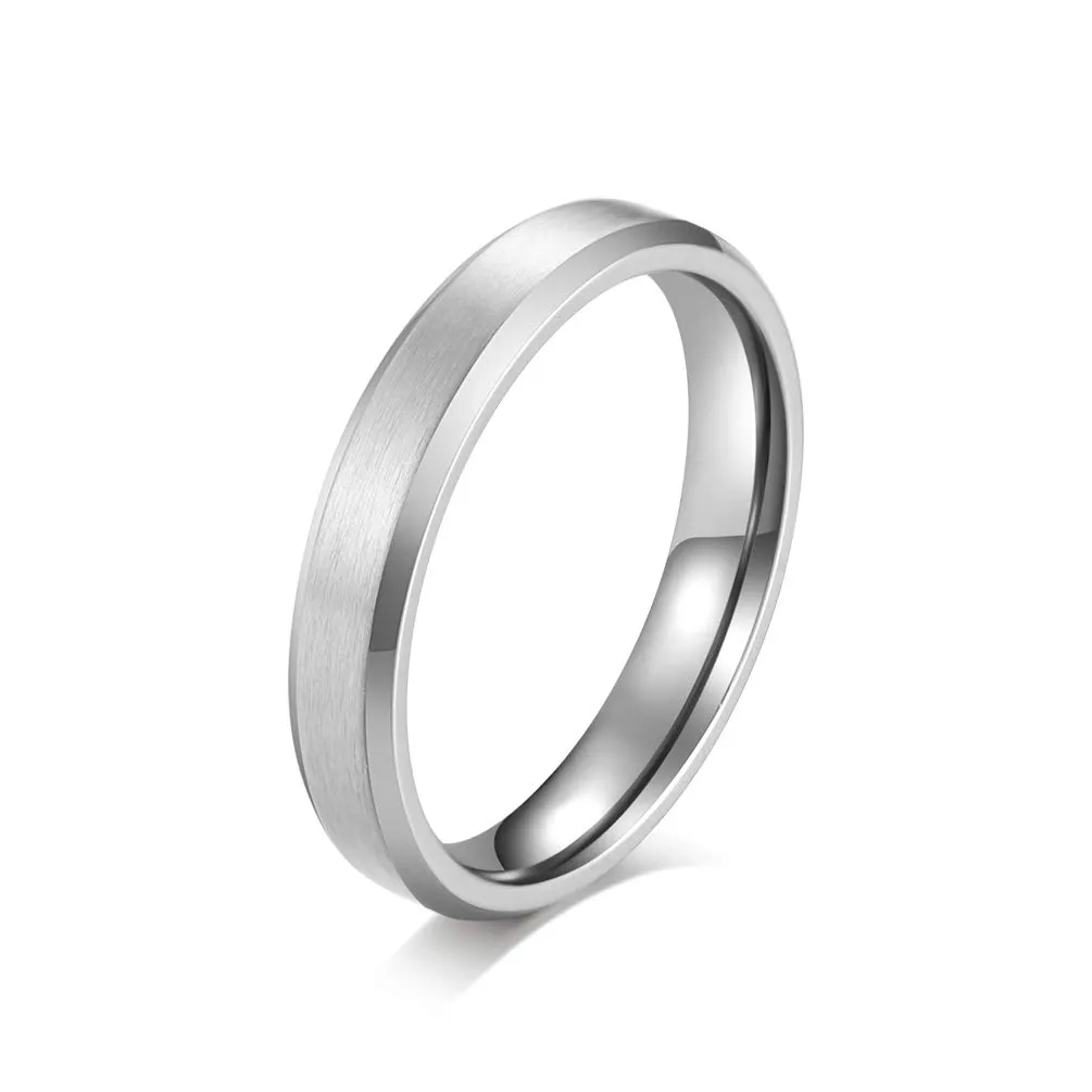 HIJONES Anello da Uomo in Acciaio Inossidabile Spazzolato Opaco, Fede Nuziale Classica 4mm, Argento, Taglia 22 - immagine 1