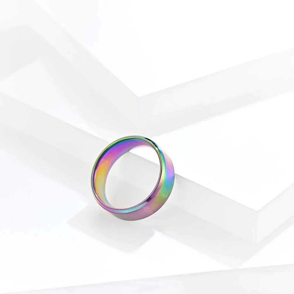 HIJONES Anello da Uomo in Acciaio Inossidabile Spazzolato Opaco, Fede Nuziale Classica 8mm Arcobaleno, Taglia 29 - immagine 3