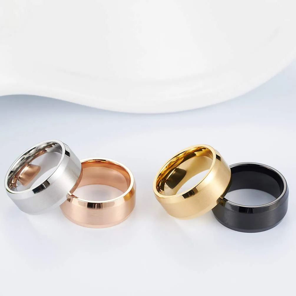 HIJONES Anello da Uomo in Acciaio Inossidabile Spazzolato Opaco, Fede Nuziale Classica 10mm Nero, Taglia 17 - immagine 3
