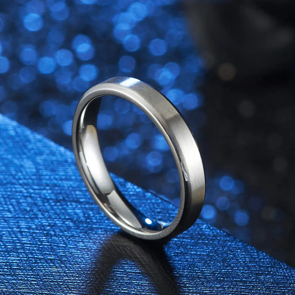 HIJONES Anello da Uomo in Acciaio Inossidabile Spazzolato Opaco, Fede Nuziale Classica, 4mm, Argento, Taglia 17 - immagine 2