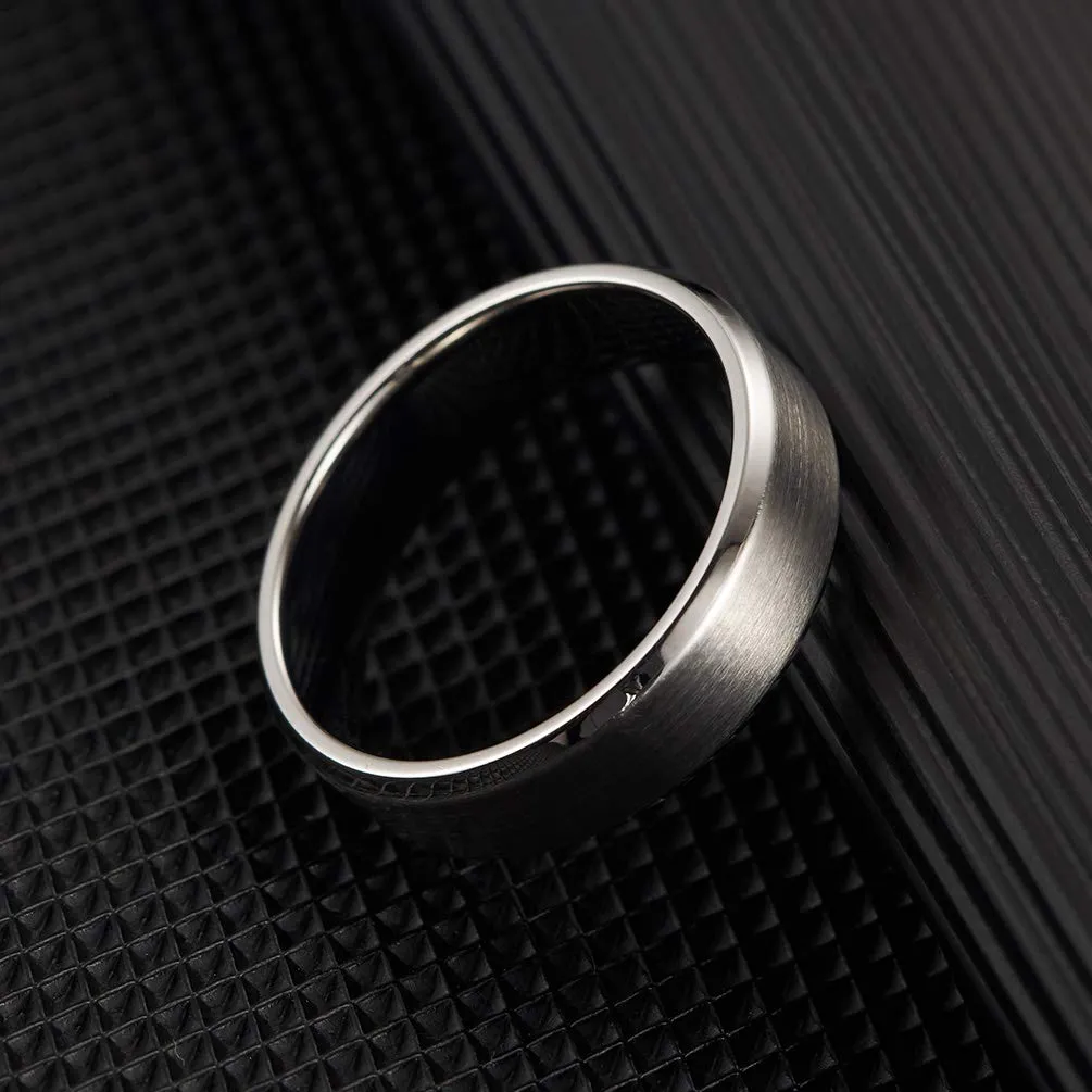 HIJONES Anello da Uomo in Acciaio Inossidabile Spazzolato Opaco, Fede Nuziale Classica 6mm Argento Taglia 22 - immagine 3