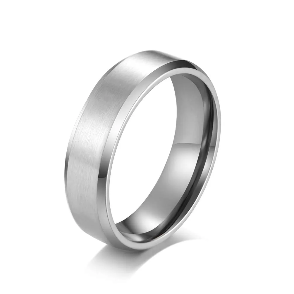 HIJONES Anello da Uomo in Acciaio Inossidabile Spazzolato Opaco, Fede Nuziale Classica Semplice 6mm, Argento Taglia 25 - immagine 1