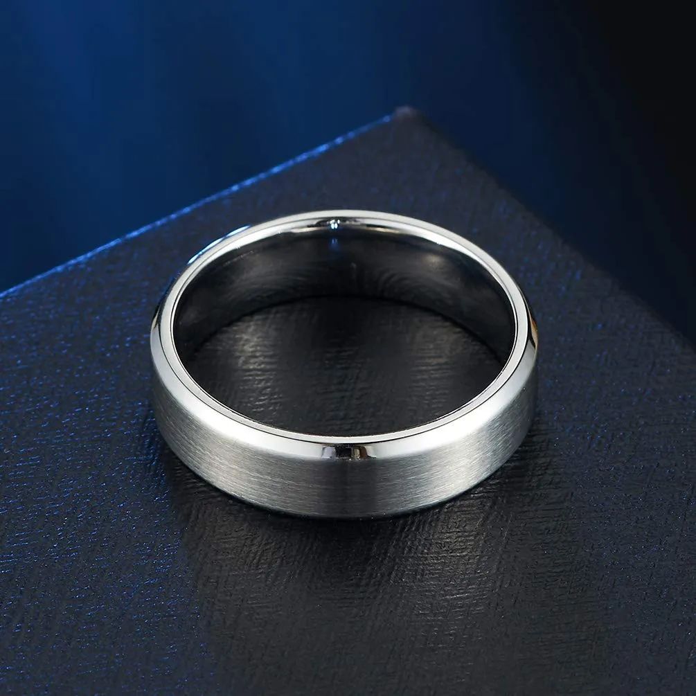 HIJONES Anello da Uomo in Acciaio Inossidabile Spazzolato Opaco, Fede Nuziale Classica Semplice 6mm, Argento Taglia 25 - immagine 2