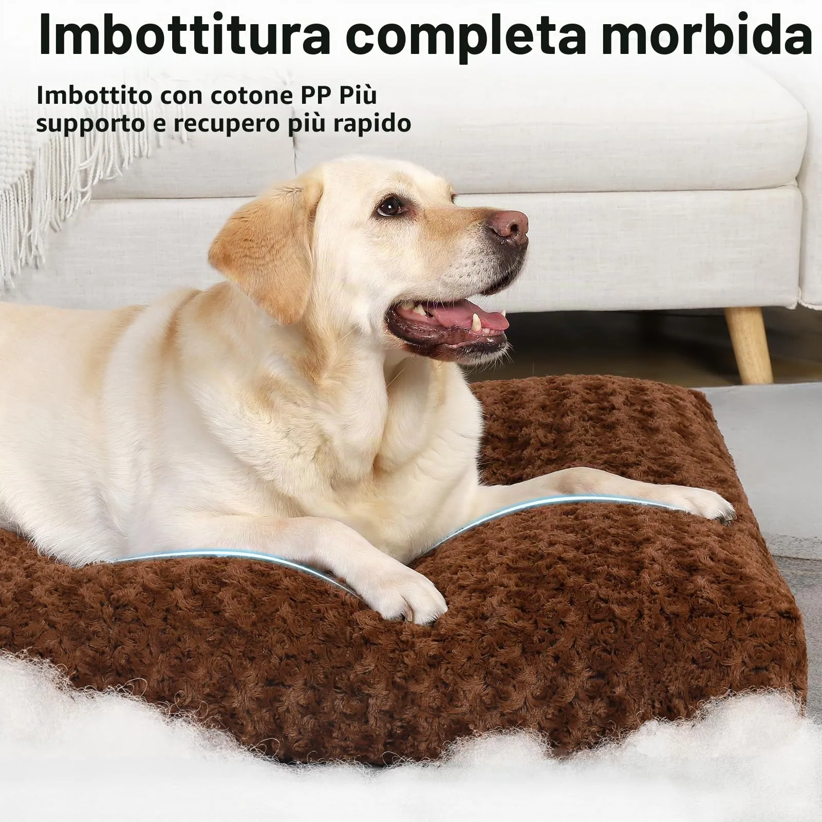 KSIIA Cuscino per Cani XL, 105x70cm, Base Antiscivolo, Lavabile in Lavatrice, Marrone - immagine 3