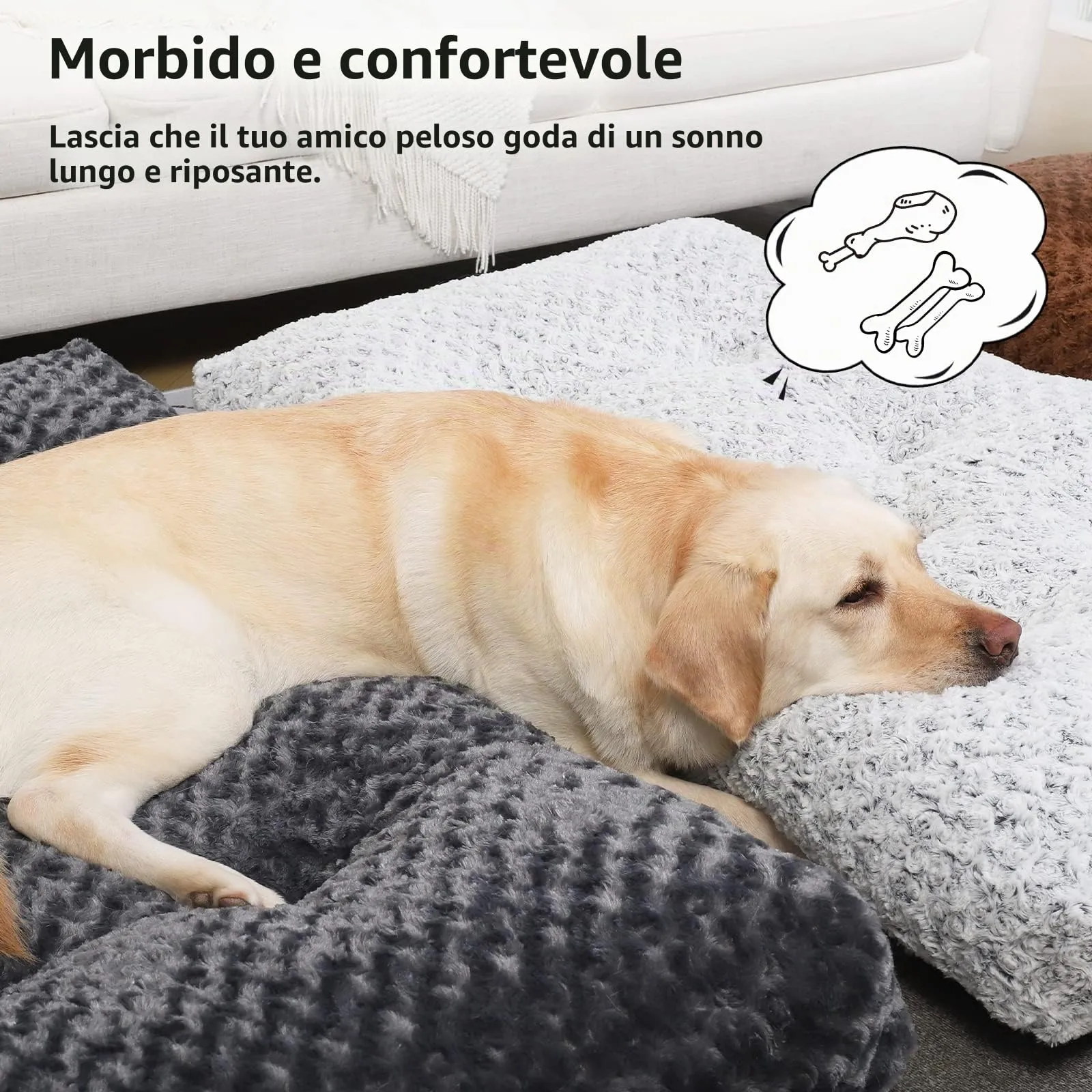 KSIIA Cuscino per Cani XL, 105x70cm, Base Antiscivolo, Lavabile in Lavatrice, Marrone - immagine 5