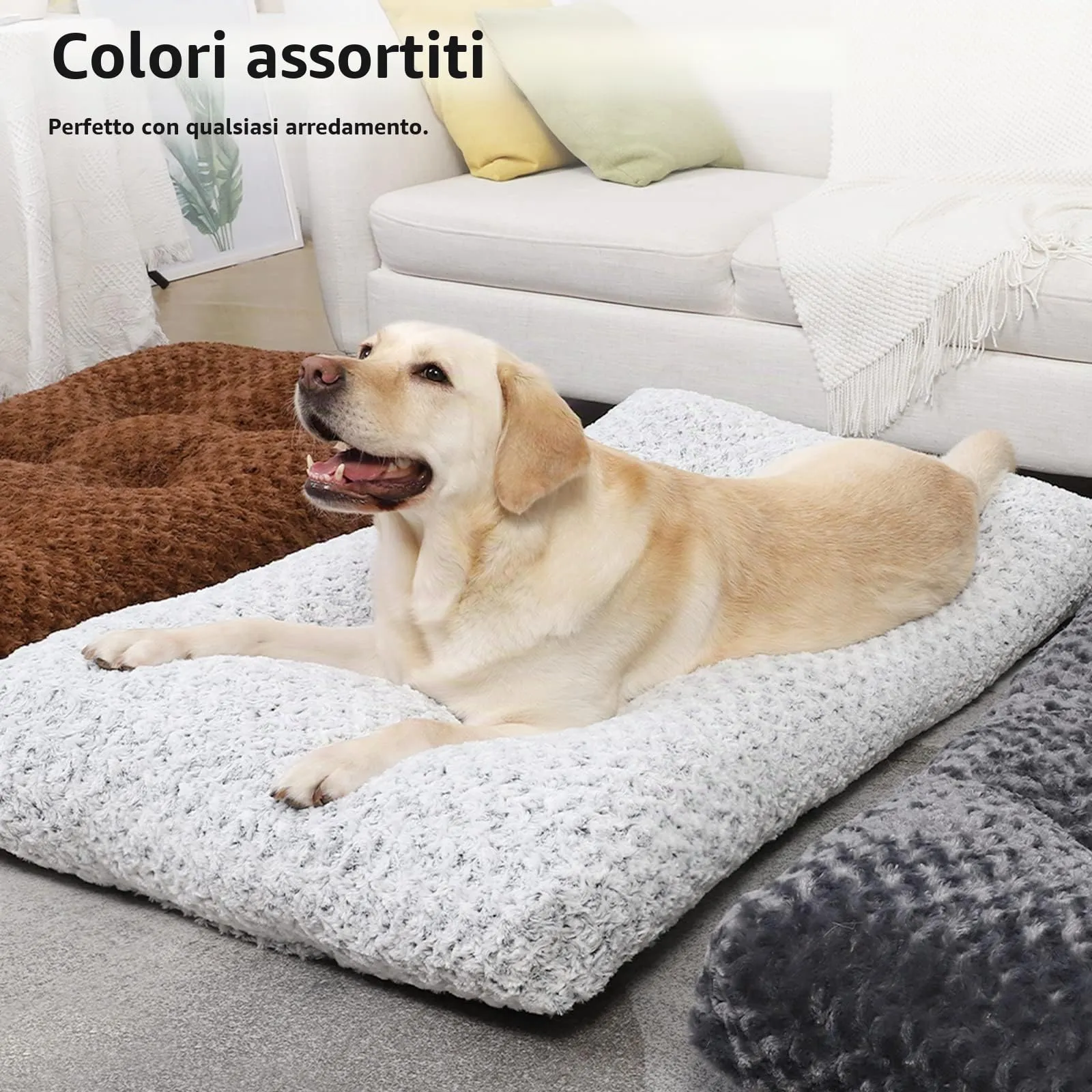 KSIIA Cuscino per Cani XL, 105x70cm, Base Antiscivolo, Lavabile in Lavatrice, Marrone - immagine 7