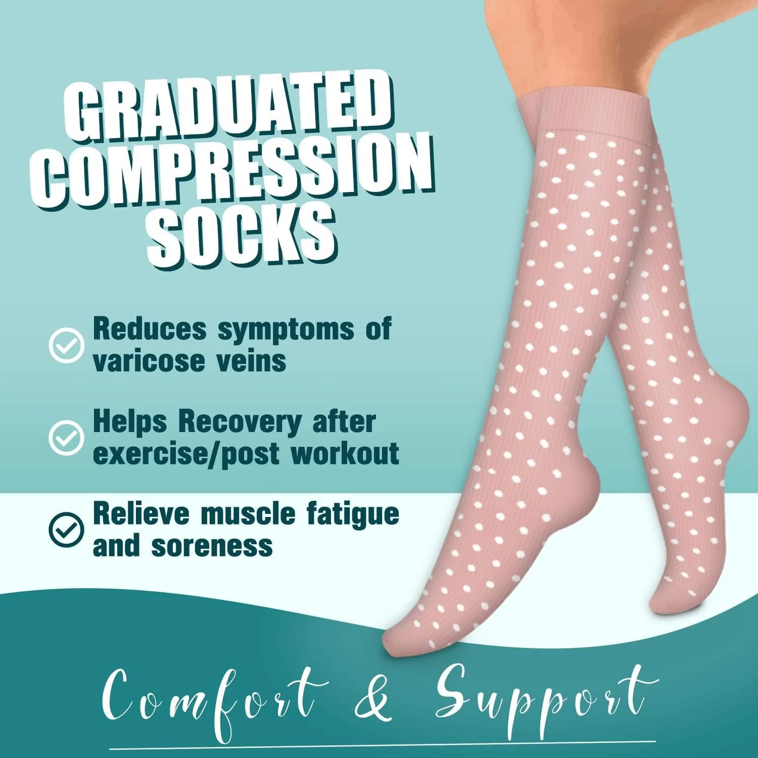 DRESHOW Calze a Compressione per Donna e Uomo, 4 Paia - immagine 3