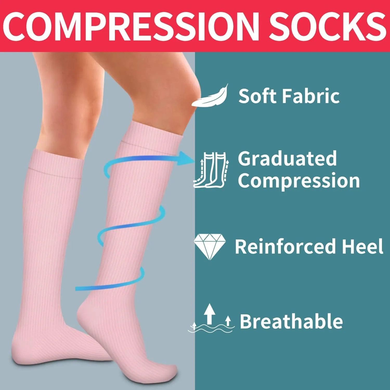 DRESHOW Calze a Compressione per Donna e Uomo, 4 Paia - immagine 5