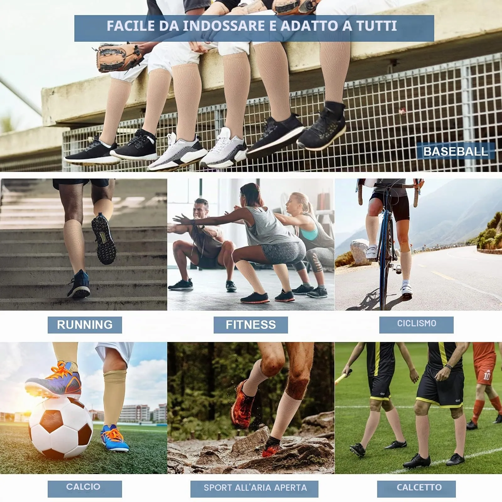 DRESHOW Calze a Compressione per Donna e Uomo, 4 Paia - immagine 2