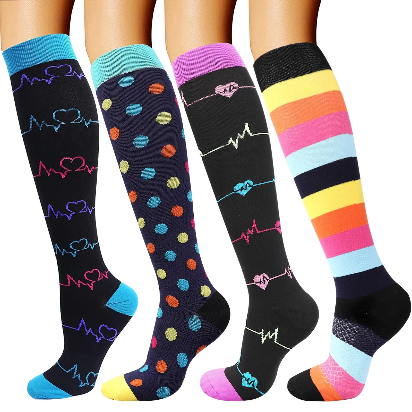 DRESHOW Calze a Compressione per Donna e Uomo, 4 Paia - immagine 1