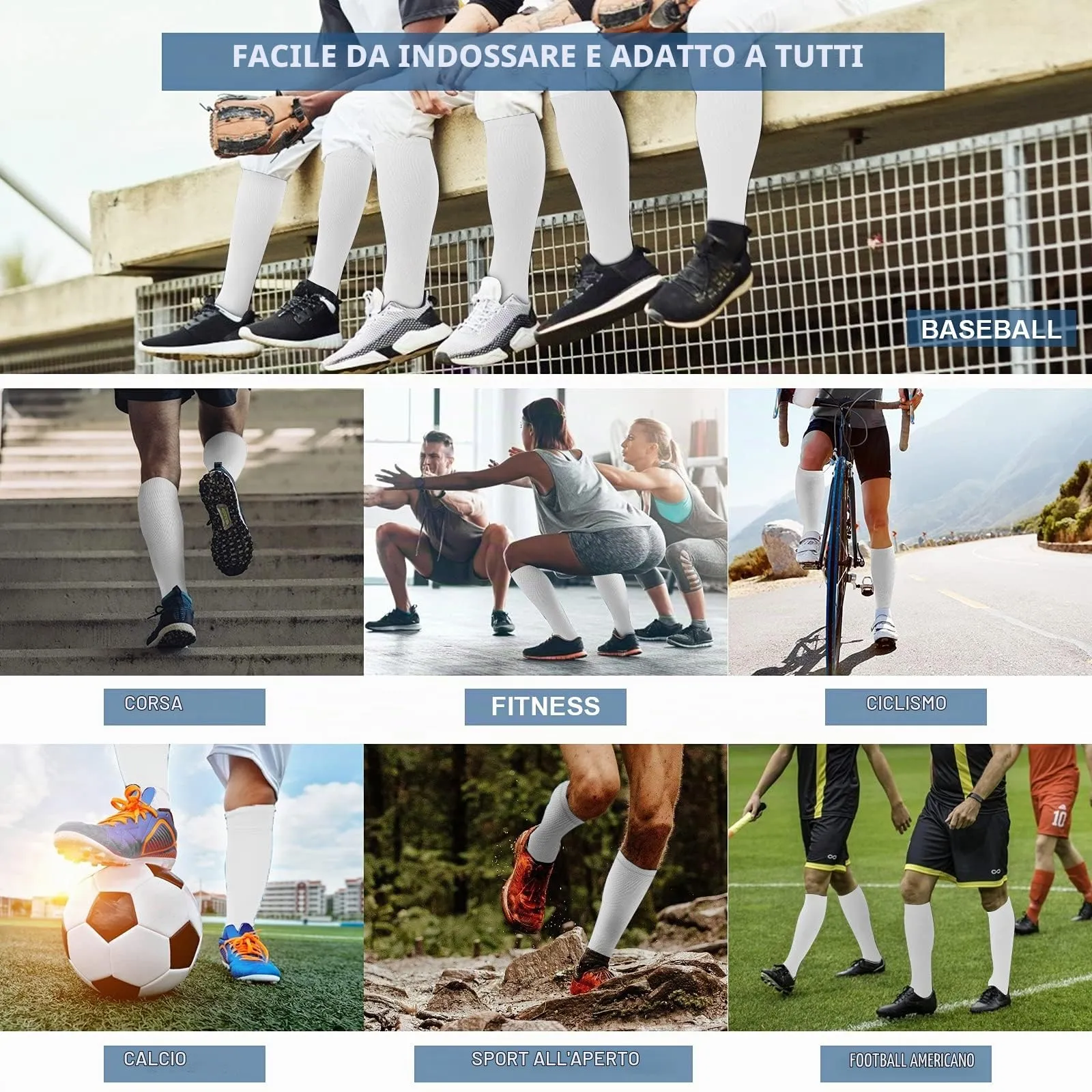 DRESHOW Calze a Compressione per Donna e Uomo, 4 Paia - immagine 3
