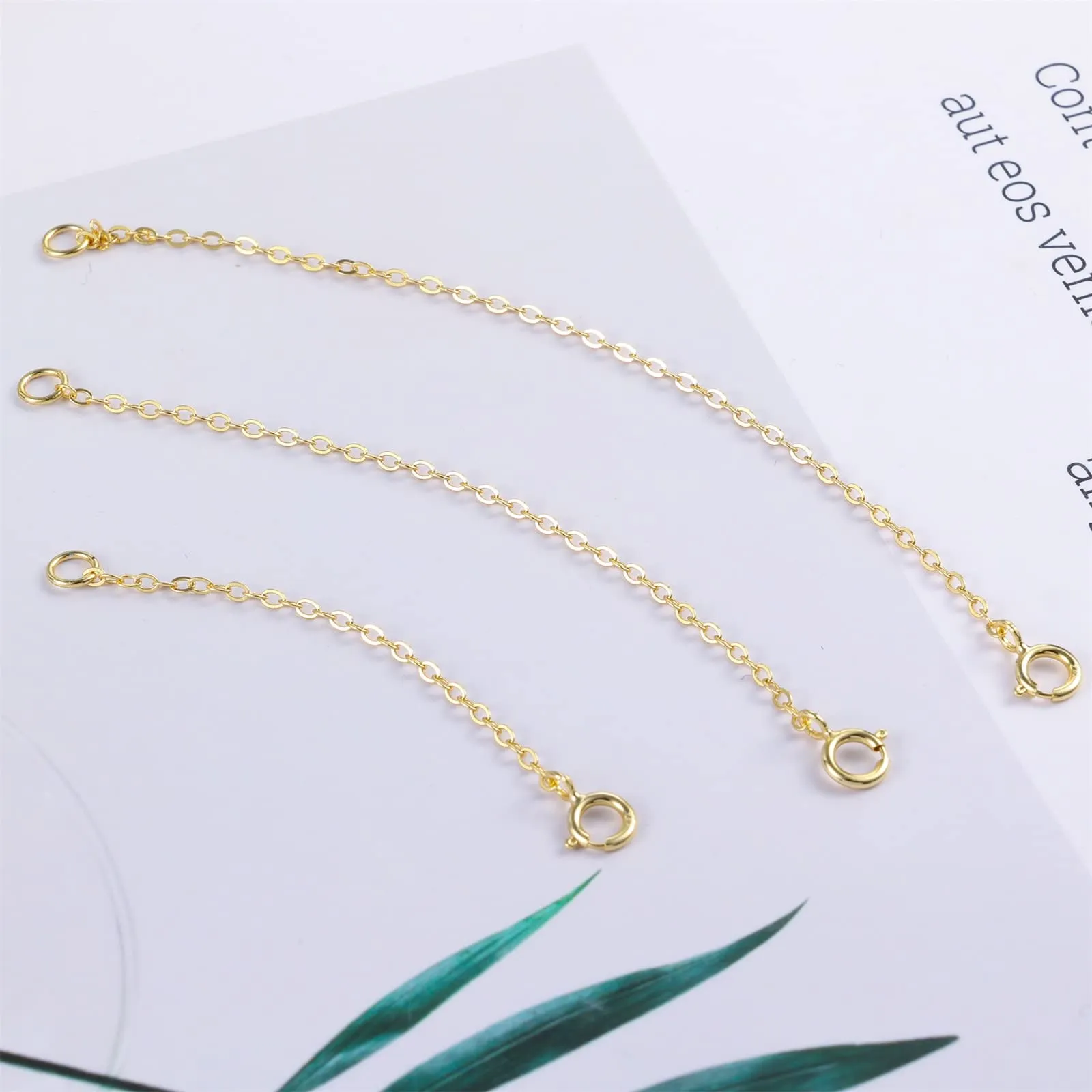 LANCHARMED Estensori per Collane e Cavigliere in Argento 925 Placcato Oro 14K, Set 3 Pezzi (2, 3, 4 pollici) - immagine 2