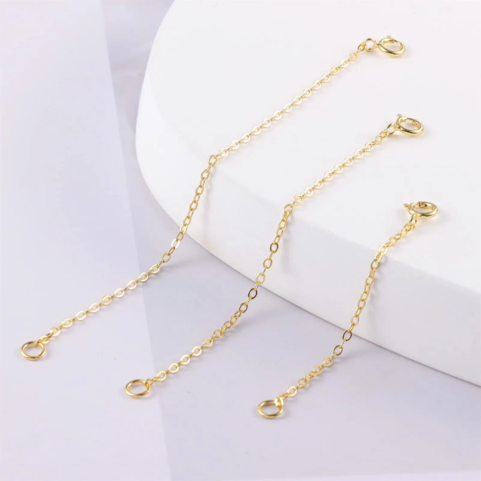 LANCHARMED Estensori per Collane e Cavigliere in Argento 925 Placcato Oro 14K, Set 3 Pezzi (2, 3, 4 pollici) - immagine 3