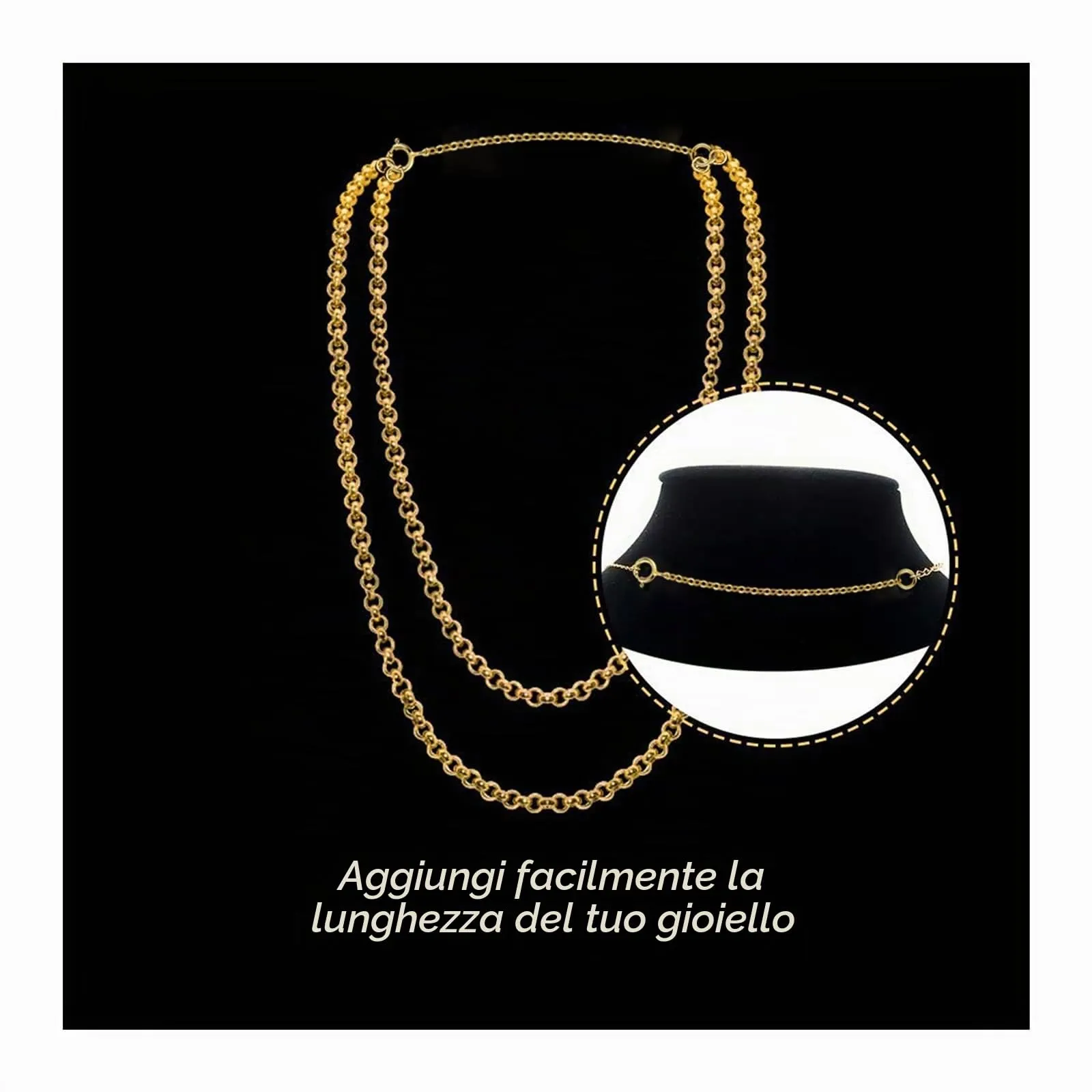 LANCHARMED Estensori per Collane e Cavigliere in Argento 925 Placcato Oro 14K, Set 3 Pezzi (2, 3, 4 pollici) - immagine 5