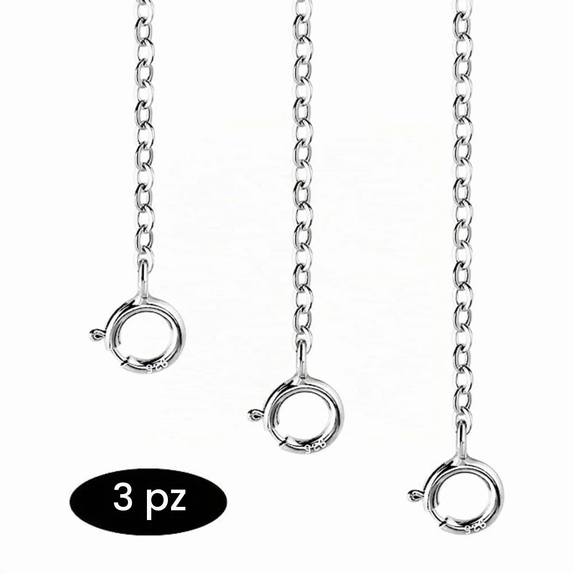 LANCHARMED Catene Estensione in Argento Sterling 925 per Collane e Bracciali Donna, 5 cm, Set da 3 pezzi - immagine 2