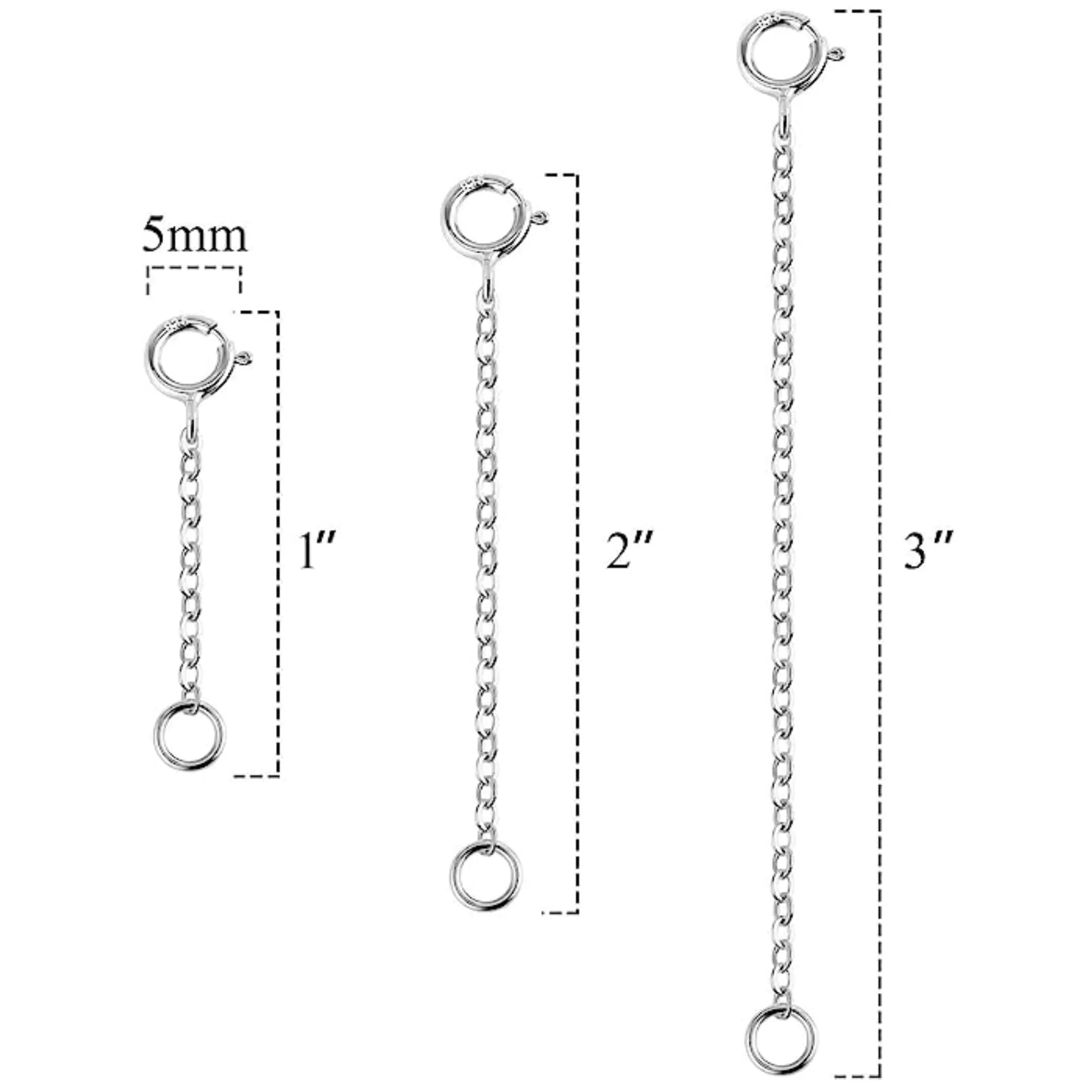 LANCHARMED Catene Estensione in Argento Sterling 925 per Collane e Bracciali Donna, 5 cm, Set da 3 pezzi - immagine 6