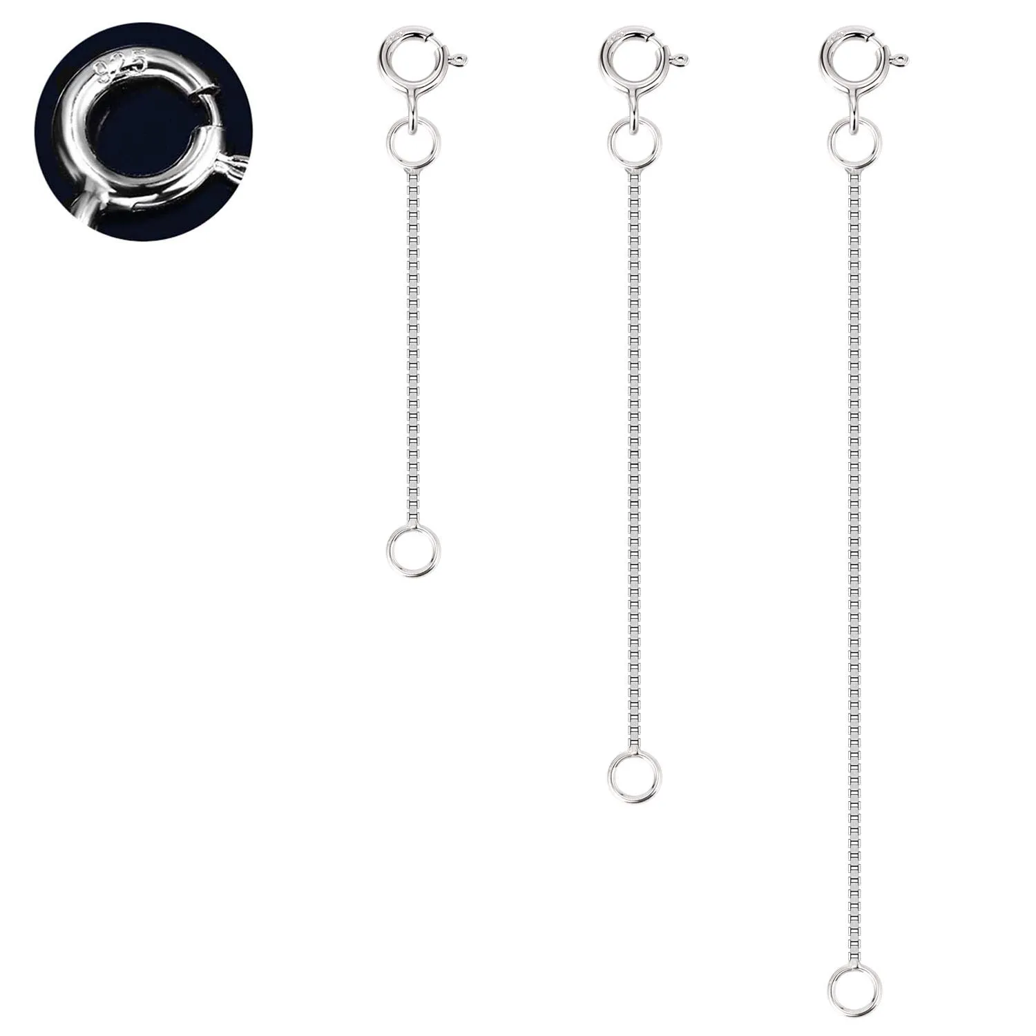 LANCHARMED Estensori Argento Regolabili per Collane e Cavigliere Donna, 3 Pezzi - immagine 1