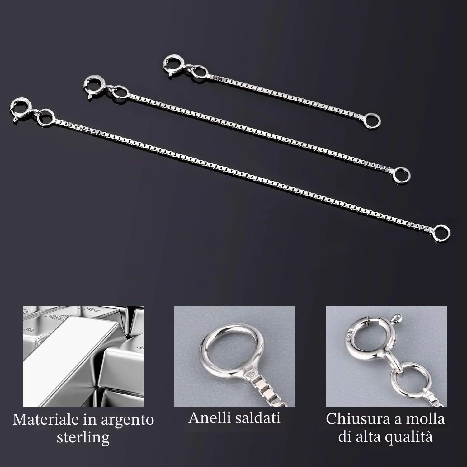 LANCHARMED Estensori Argento Regolabili per Collane e Cavigliere Donna, 3 Pezzi - immagine 6