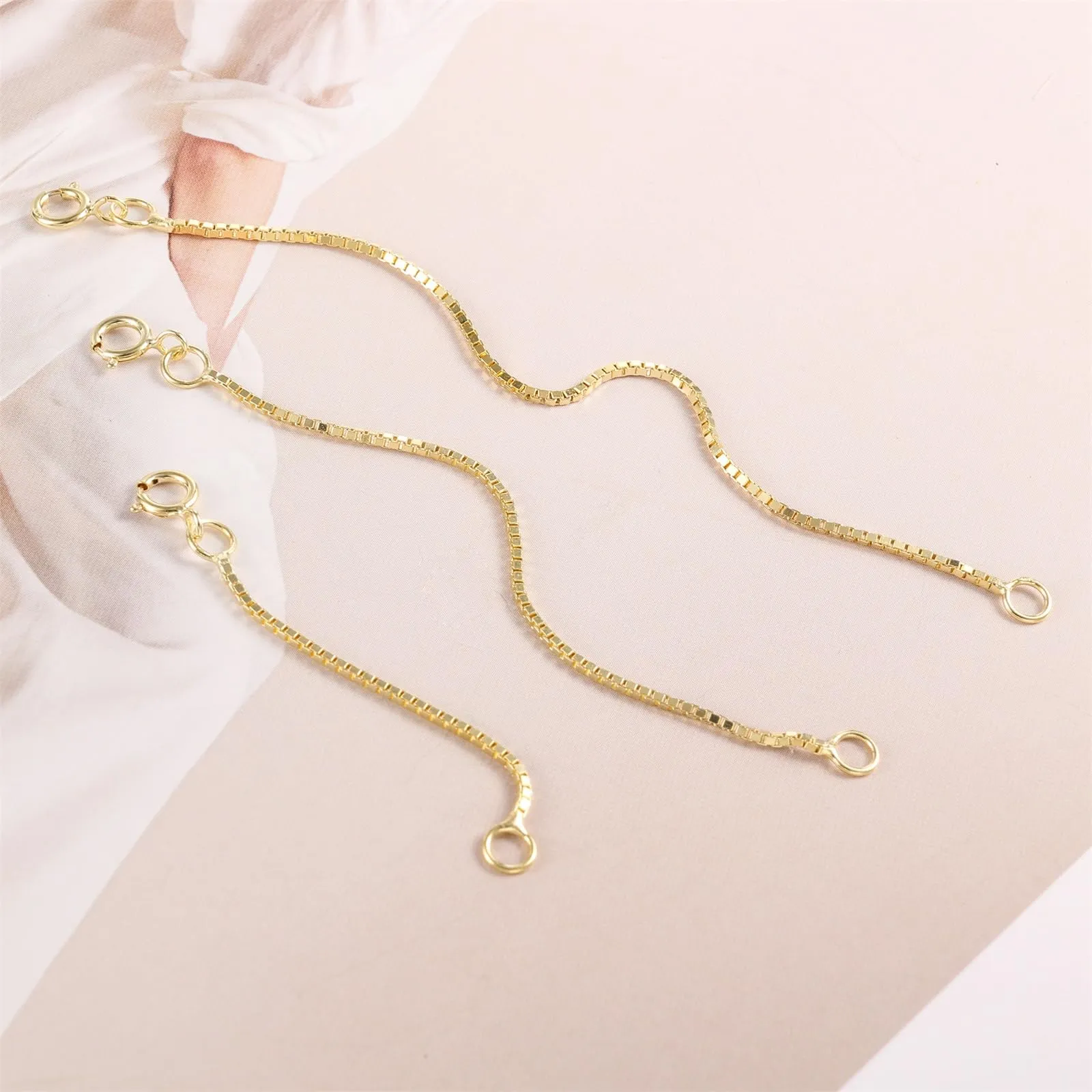 LANCHARMED Catene Estensione Oro 3 Pezzi Regolabili per Collane e Bracciali Donna - immagine 2